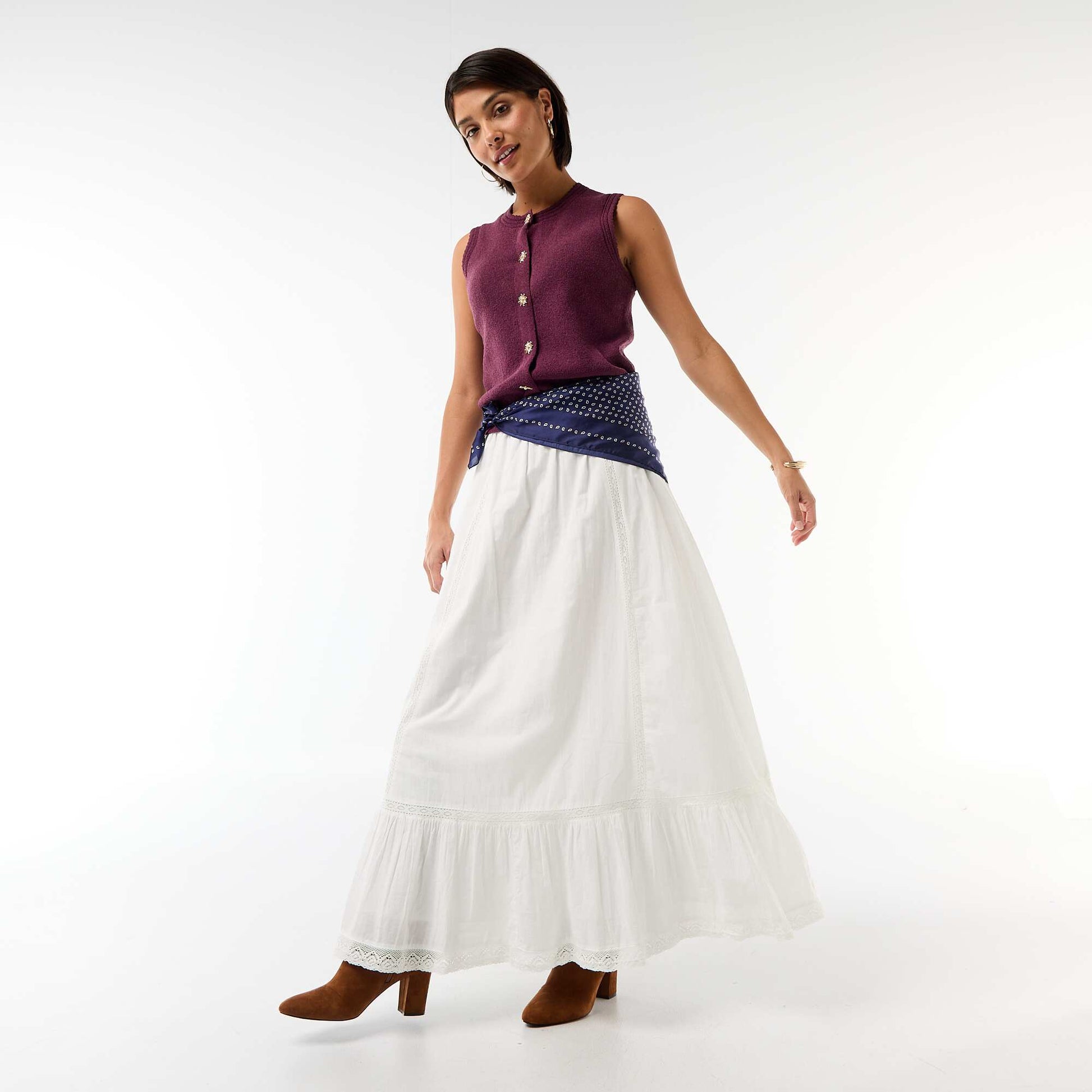 Top sans manches avec boutons dorés VIOLET