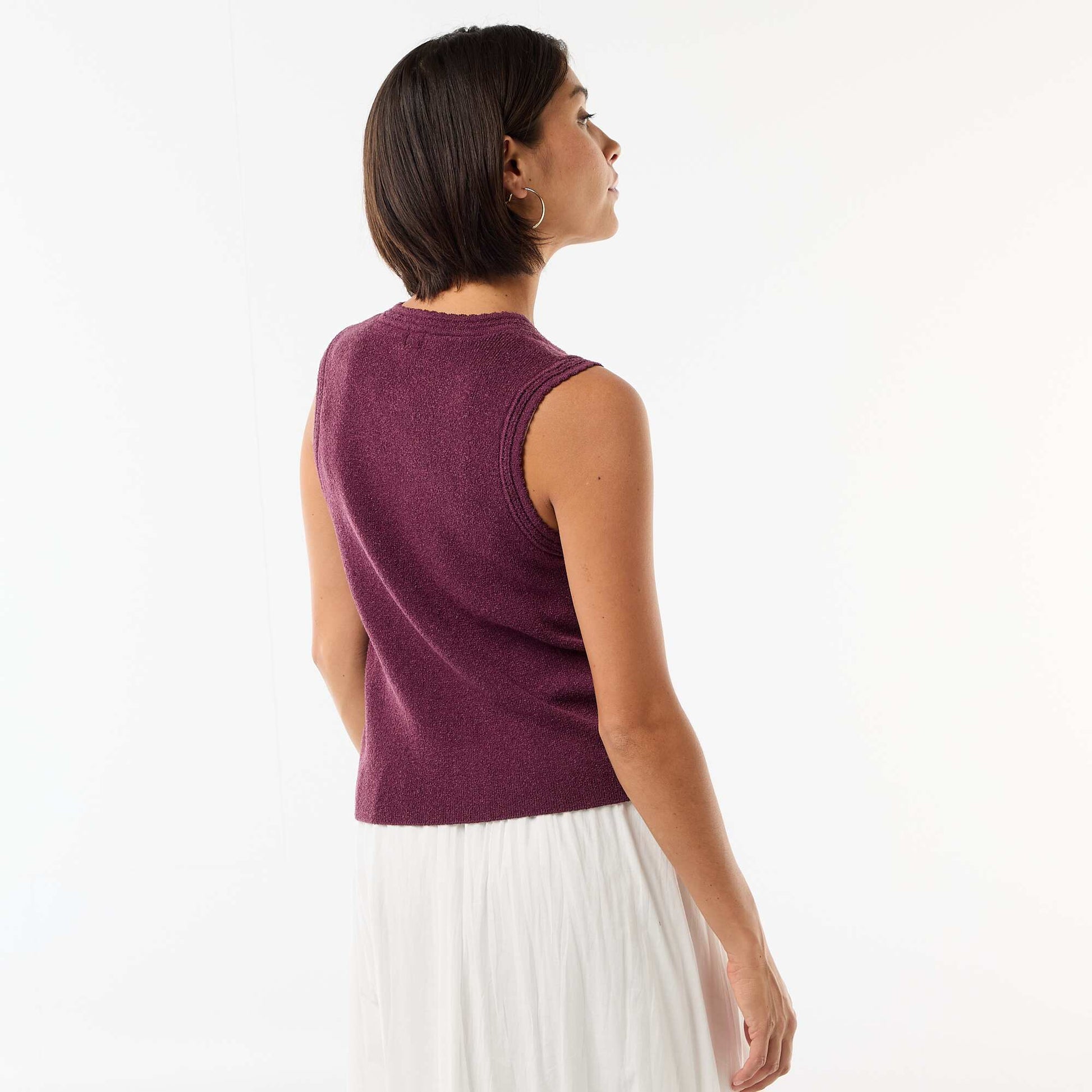 Top sans manches avec boutons dorés VIOLET