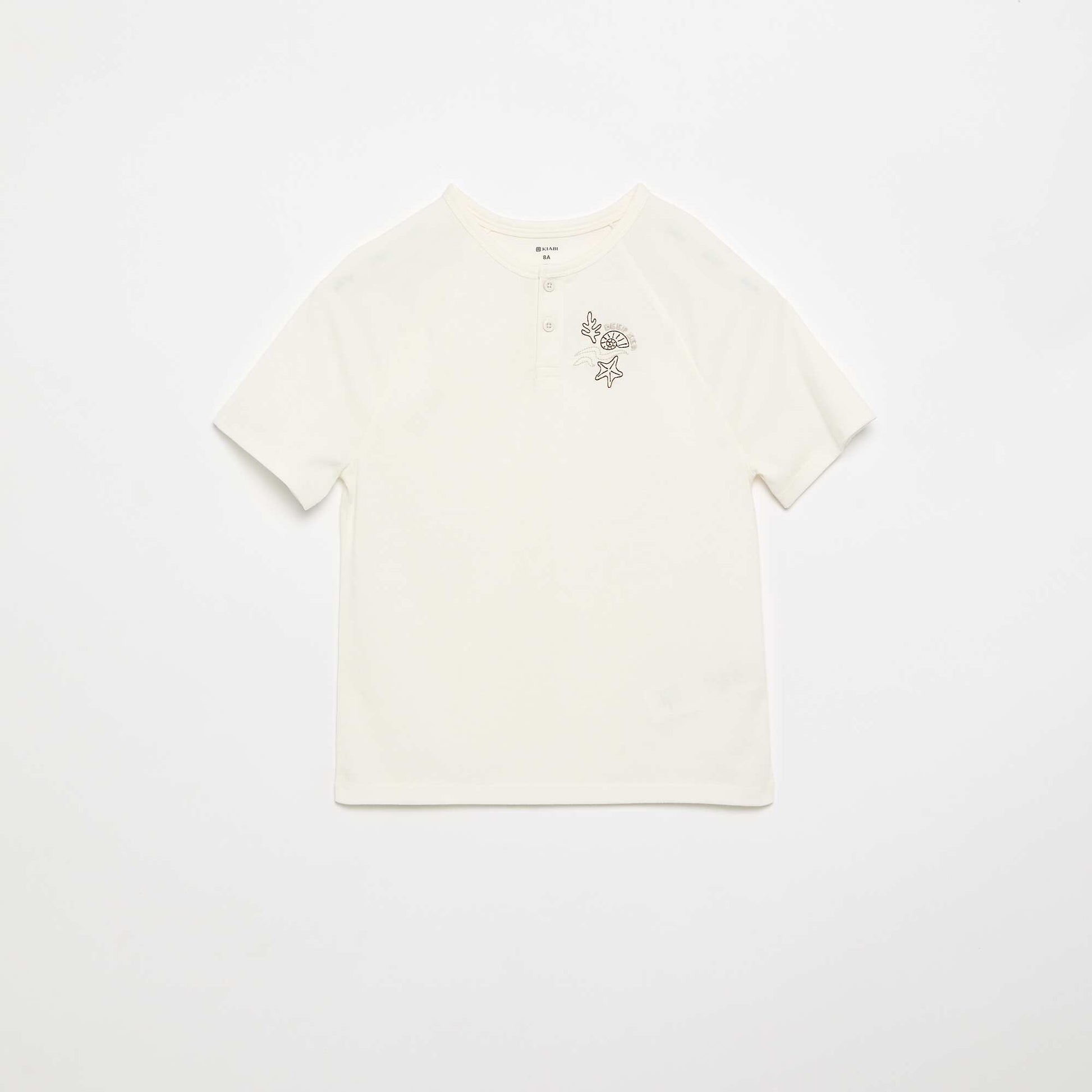 T-shirt brodé à manches courtes BLANC