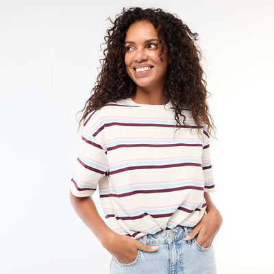 T-shirt en jersey rayé à manches courtes BLANC