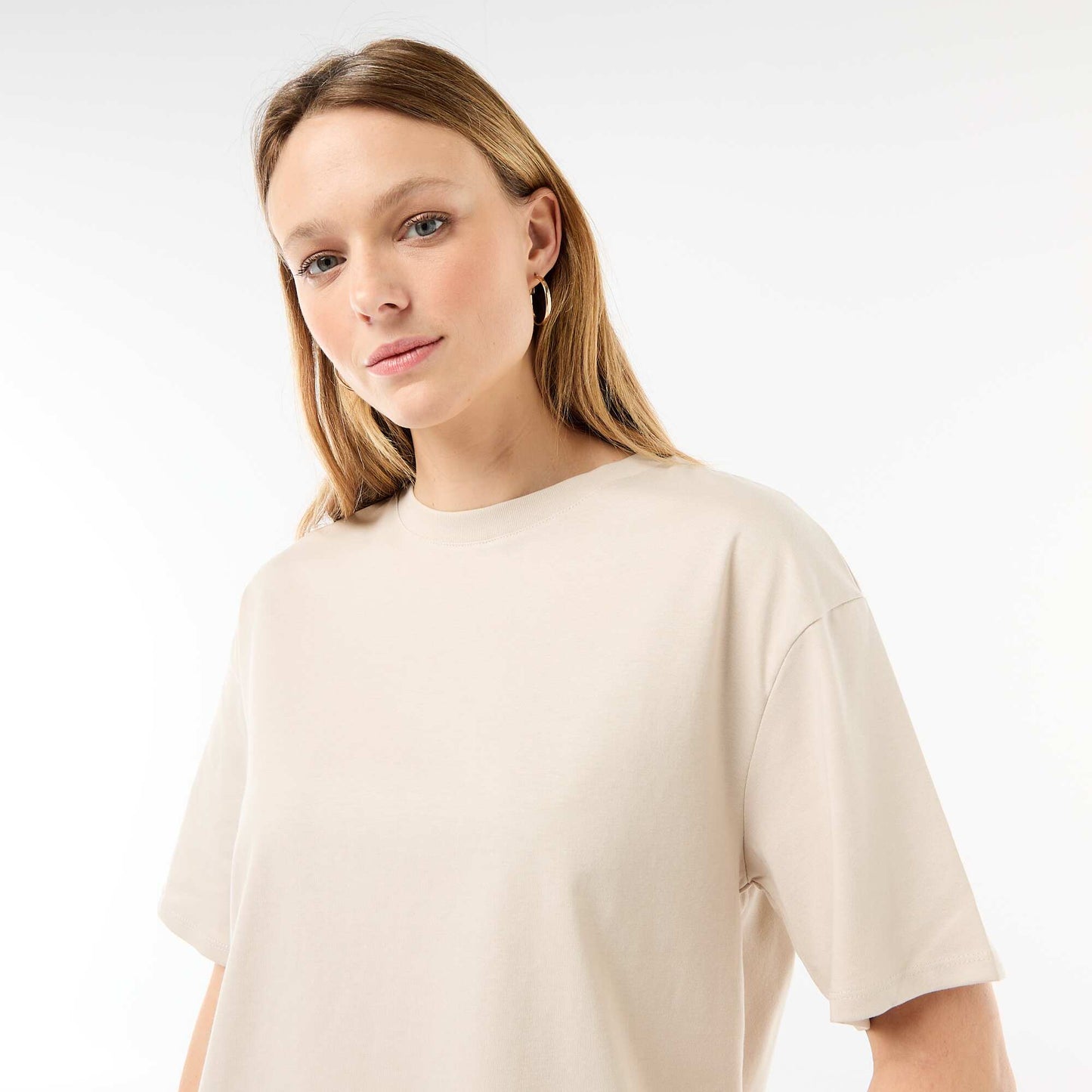 T-shirt en jersey uni à manches courtes GRIS