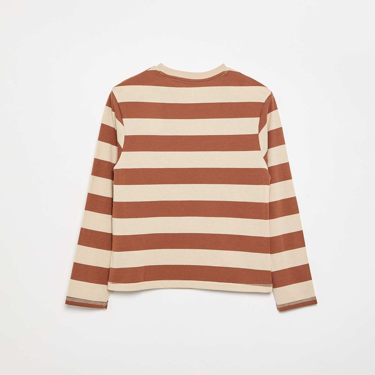 Tee-shirt en jersey à manches longues à rayures BEIGE