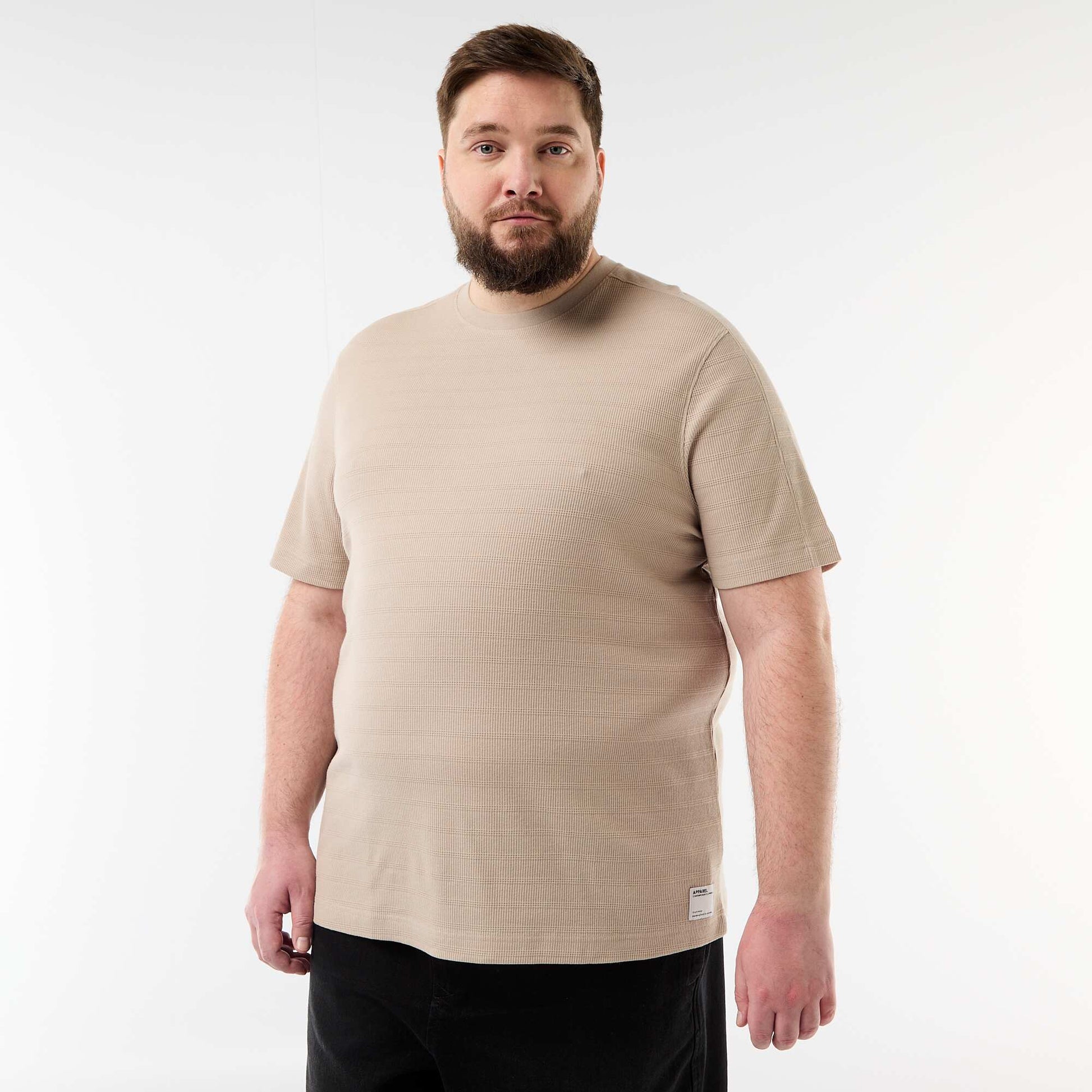 T-shirt matière fantaisie côtelée BEIGE