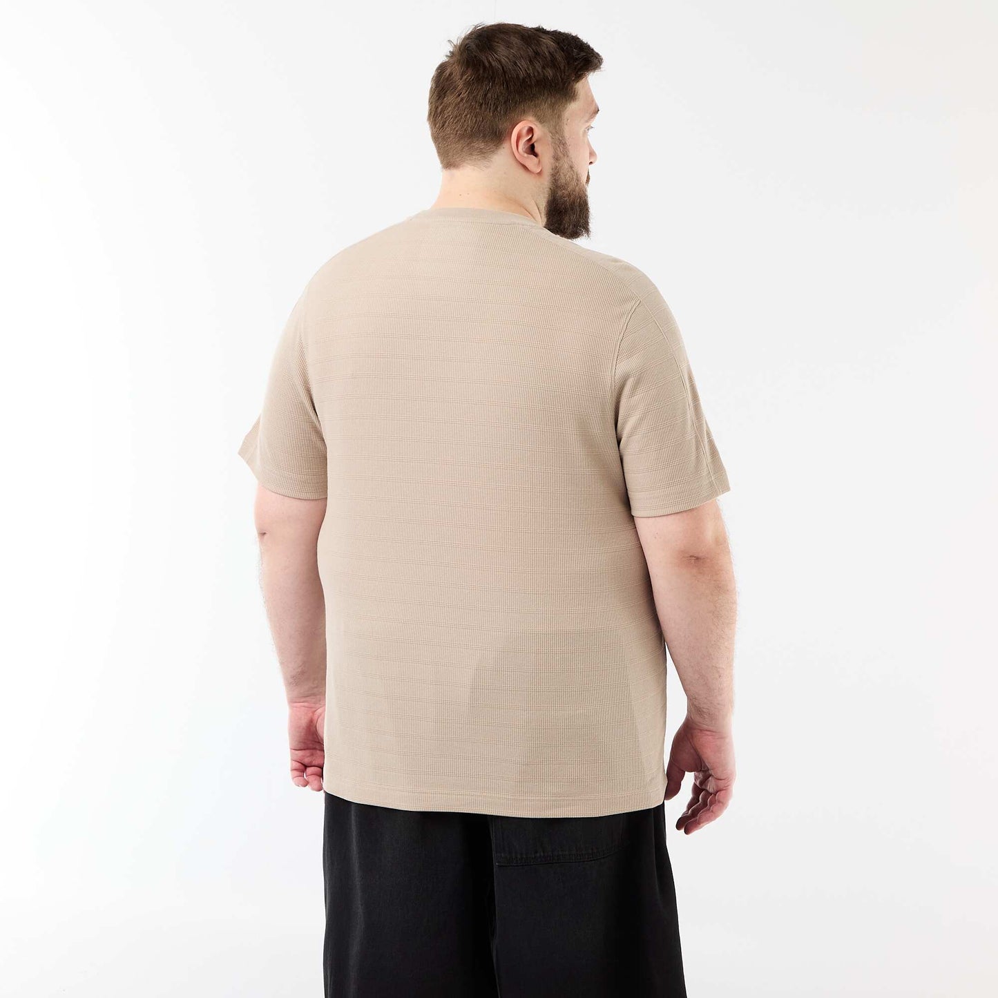T-shirt matière fantaisie côtelée BEIGE