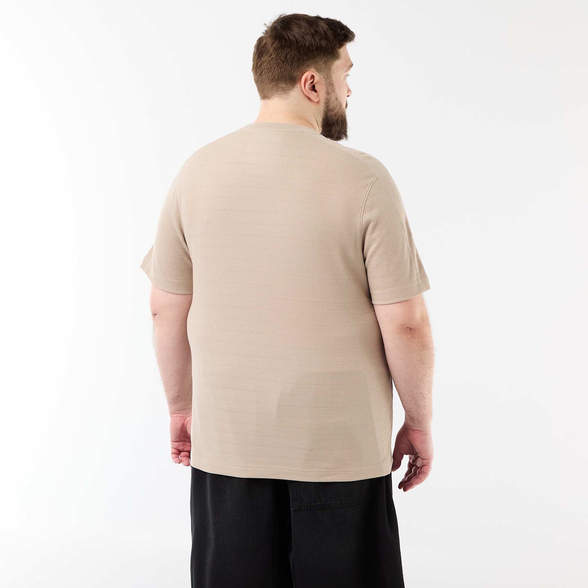 T-shirt matière fantaisie côtelée BEIGE