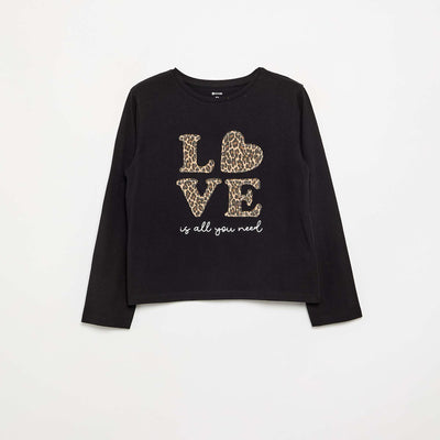 T-shirt à manches longues avec animation NOIR