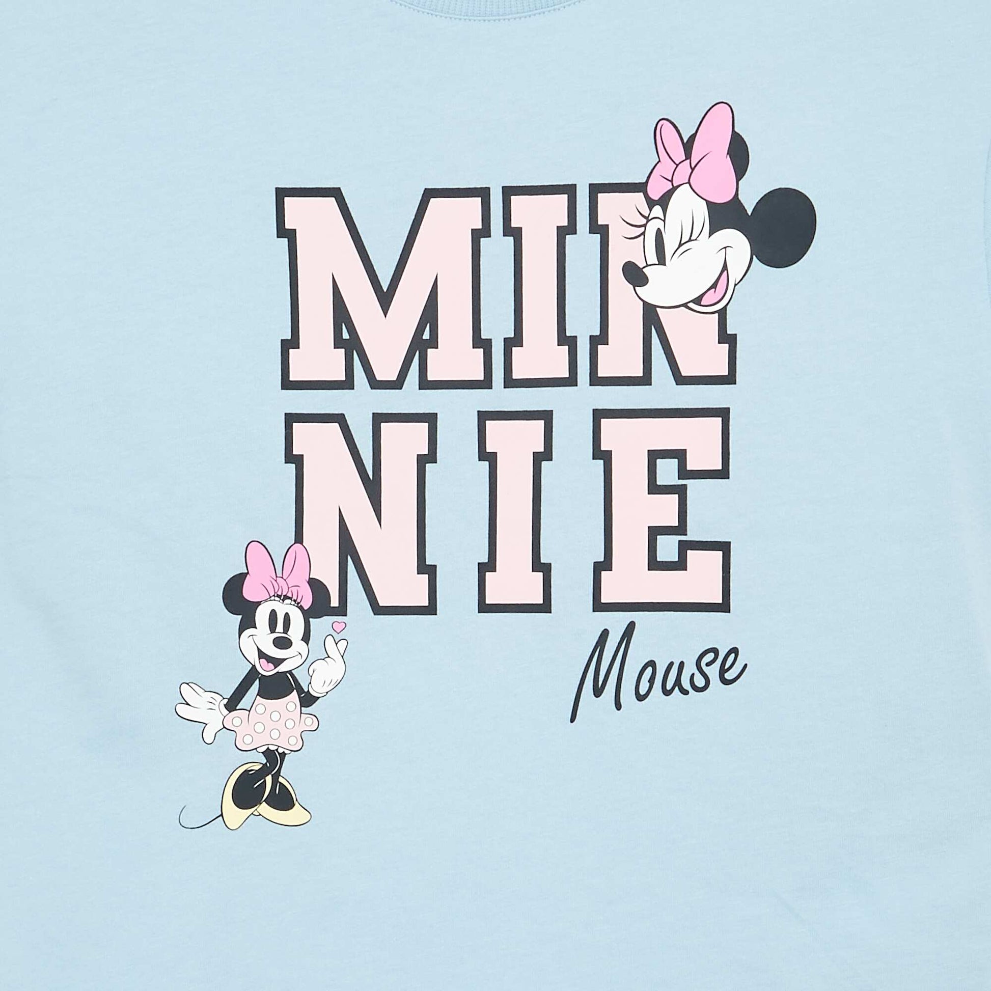 T-shirt à col rond et manches courtes 'Minnie' 'Disney' BLEU