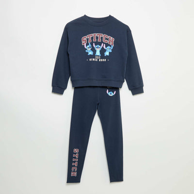 Ensemble de jogging 'Disney' en molleton non gratté (french terry) - 2 pièces : sweat + pantalon BLEU