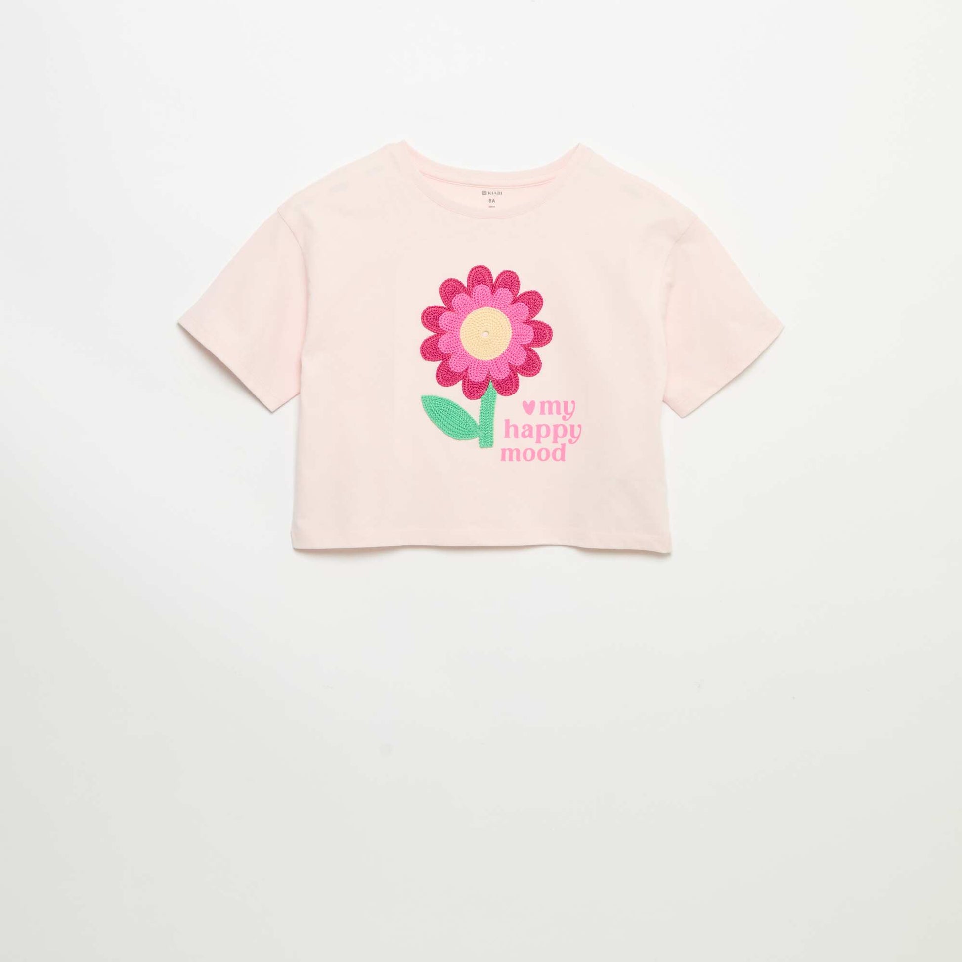 T-shirt à manches courtes avec broderies ROSE