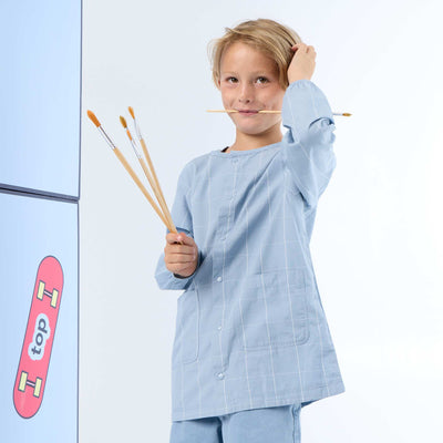 Tablier scolaire à manches longues BLEU