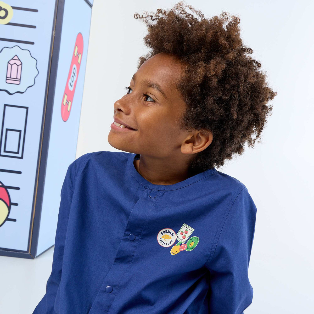Tablier scolaire à manches longues BLEU