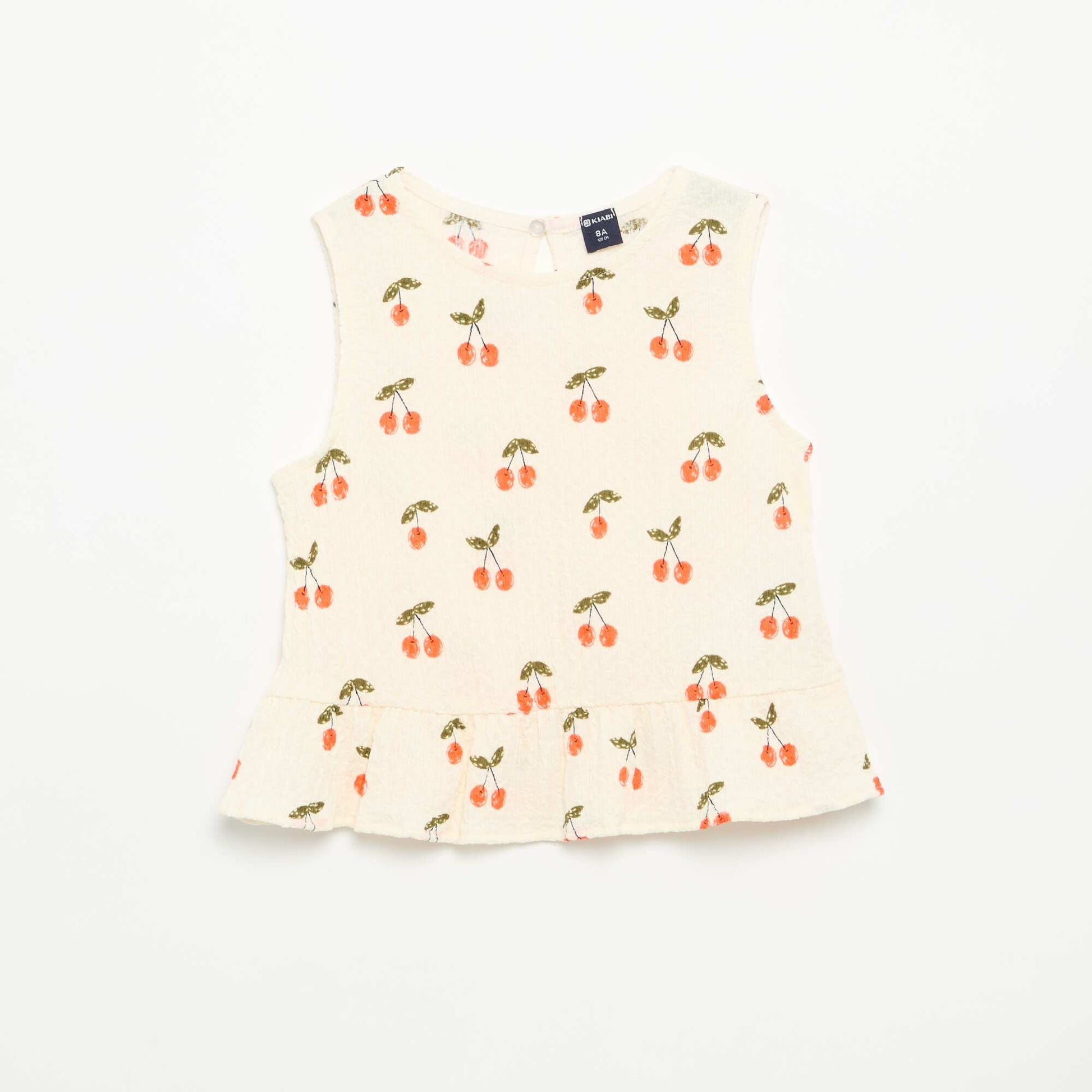 Blouse gaufrée sans manches BLANC