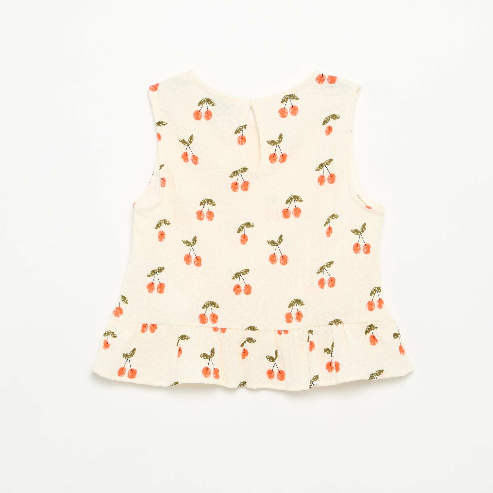 Blouse gaufrée sans manches BLANC
