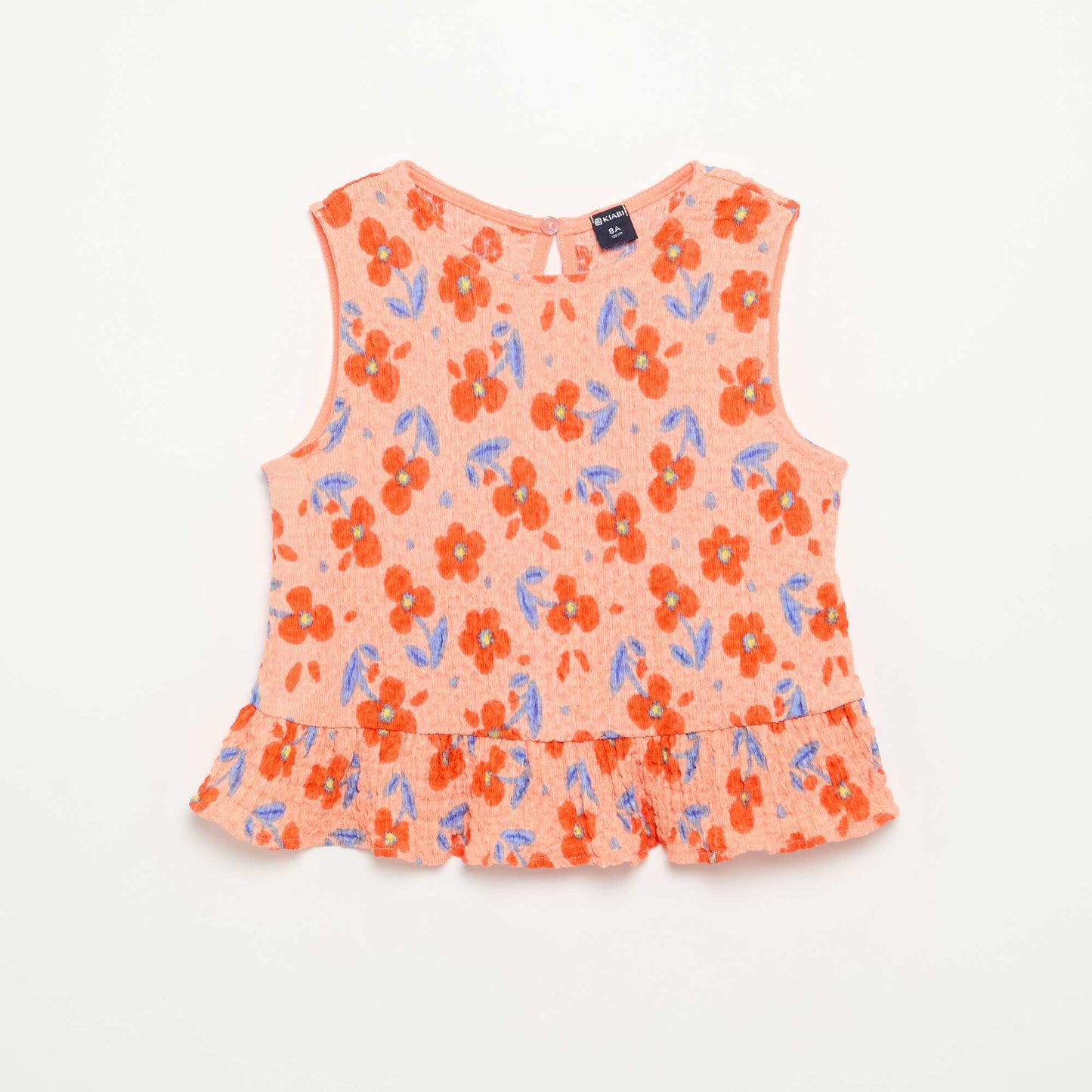 Blouse gaufrée sans manches ORANGE