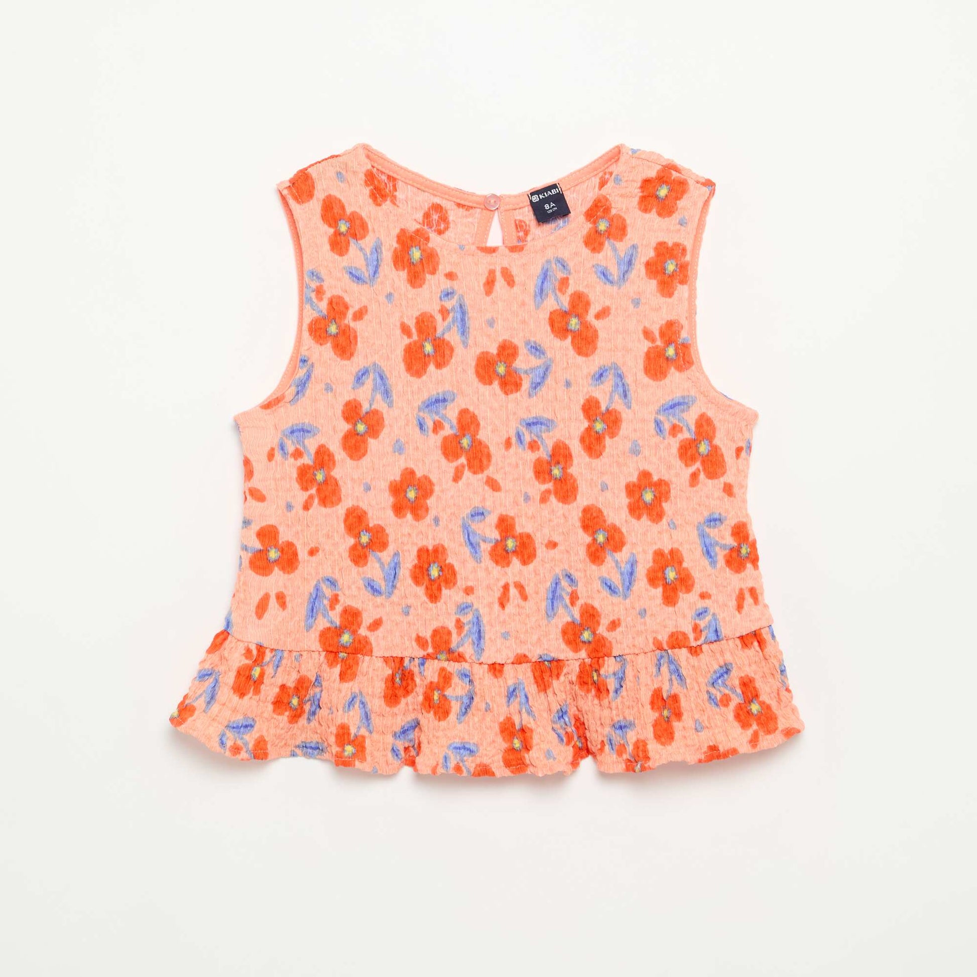 Blouse gaufrée sans manches ORANGE