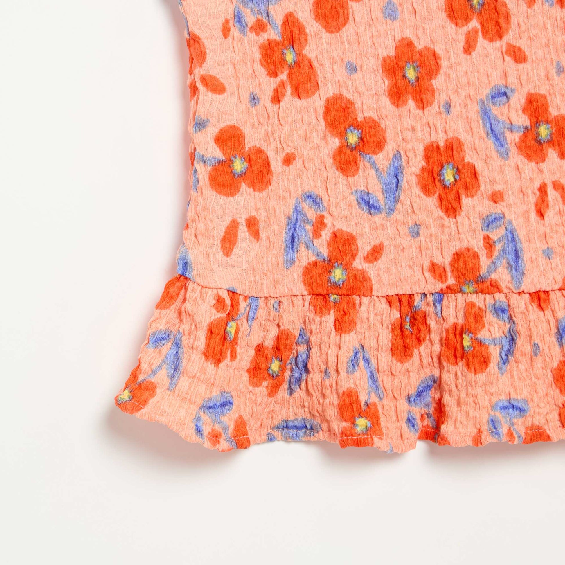 Blouse gaufrée sans manches ORANGE