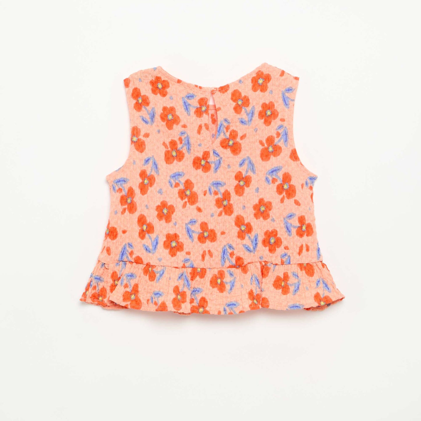 Blouse gaufrée sans manches ORANGE