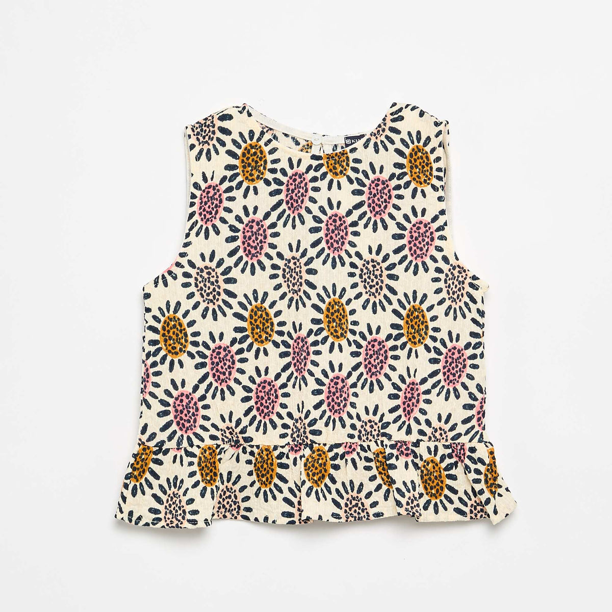 Blouse gaufrée sans manches BEIGE