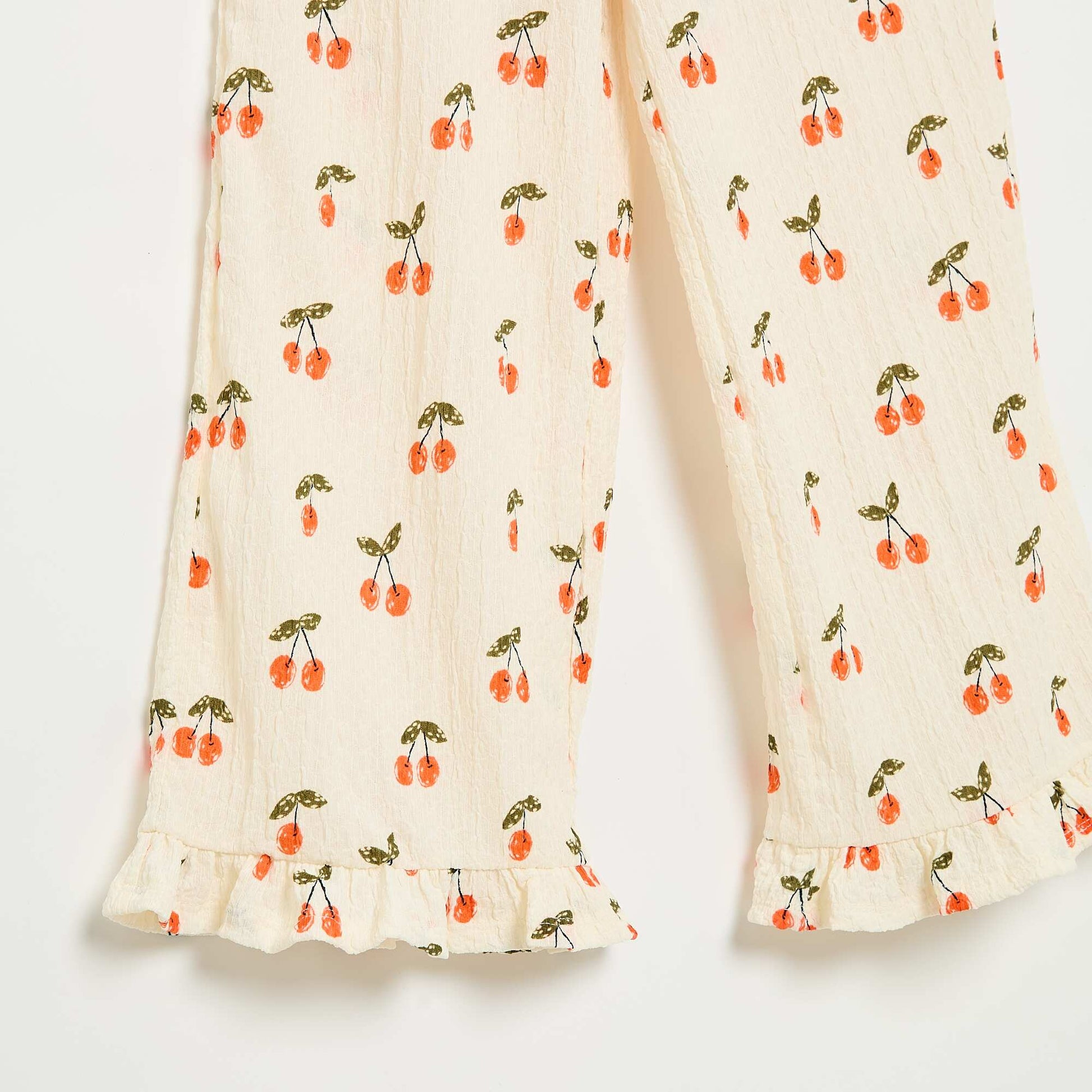 Pantalon large avec bas volantés BLANC