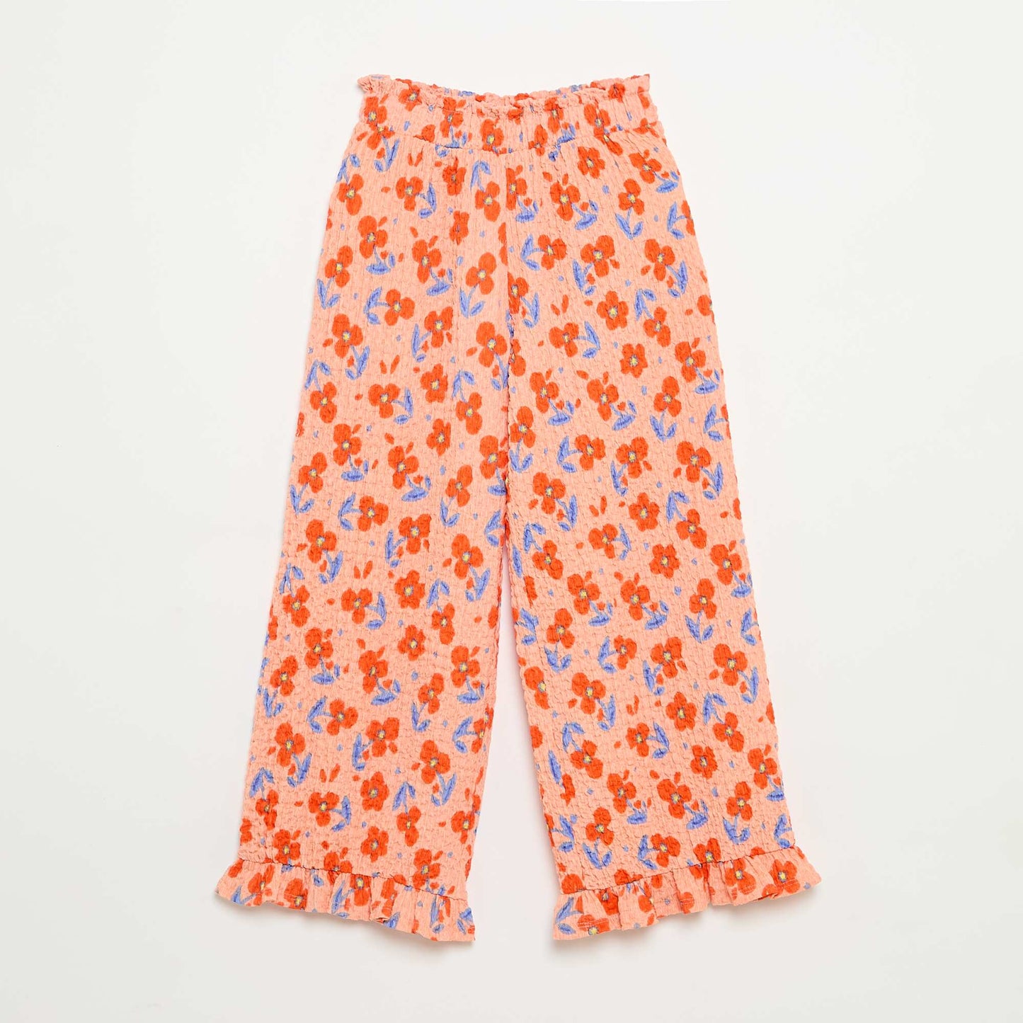 Pantalon large avec bas volantés ORANGE