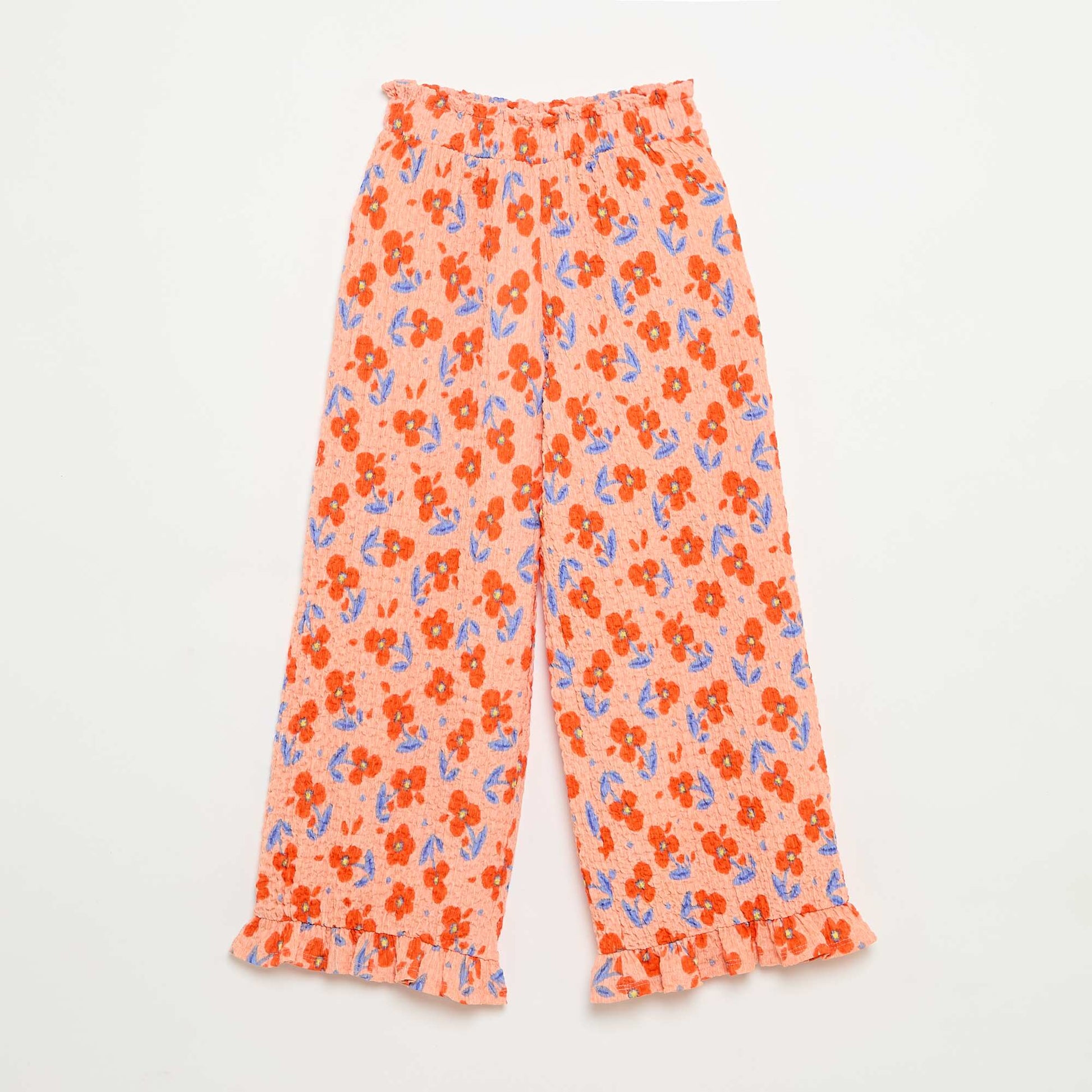 Pantalon large avec bas volantés ORANGE