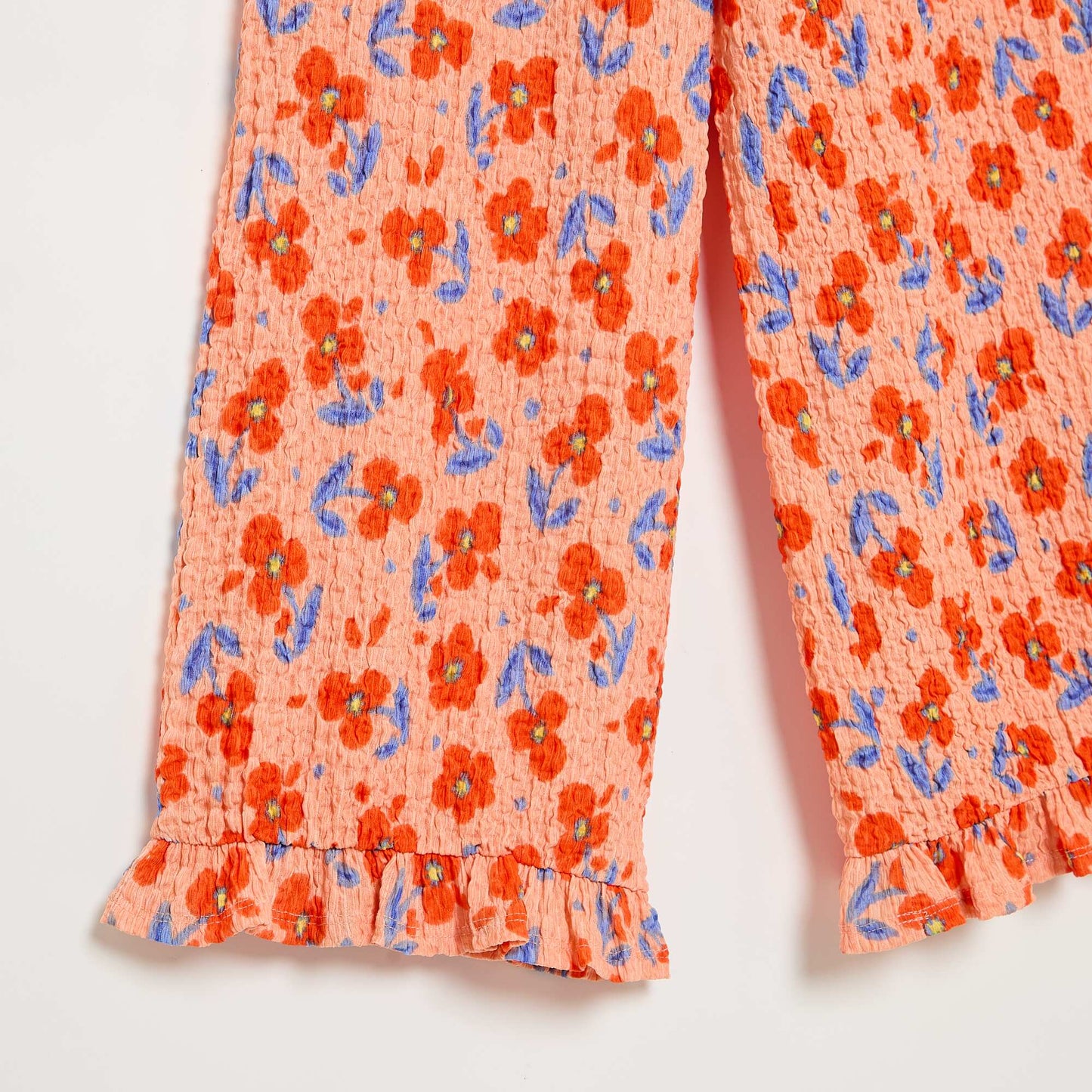 Pantalon large avec bas volantés ORANGE