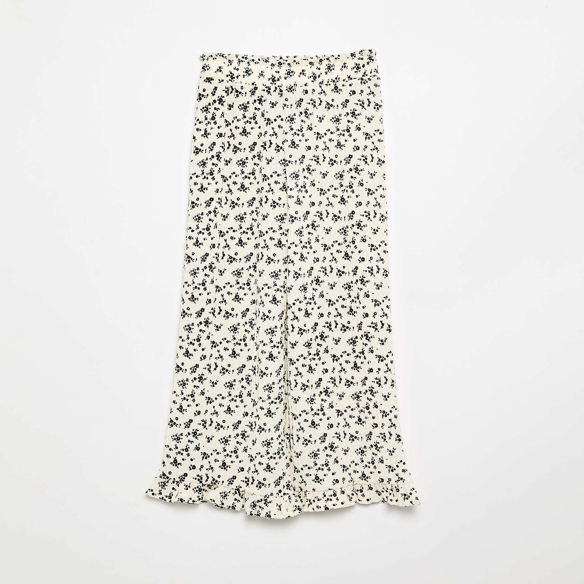 Pantalon large avec bas volantés BEIGE