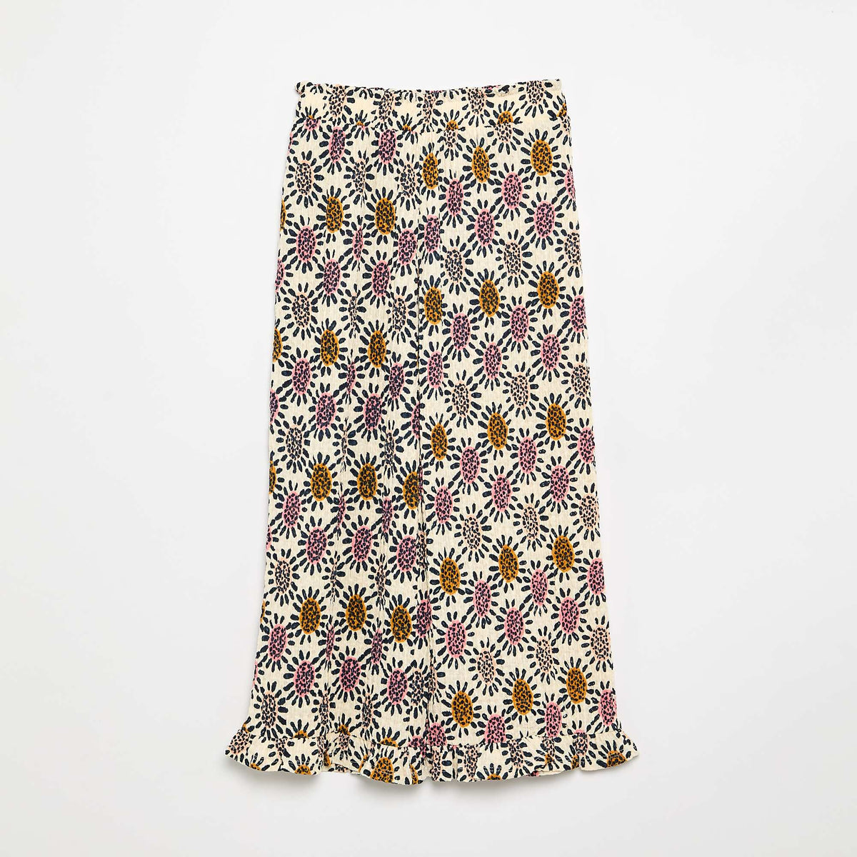 Pantalon large avec bas volantés BEIGE