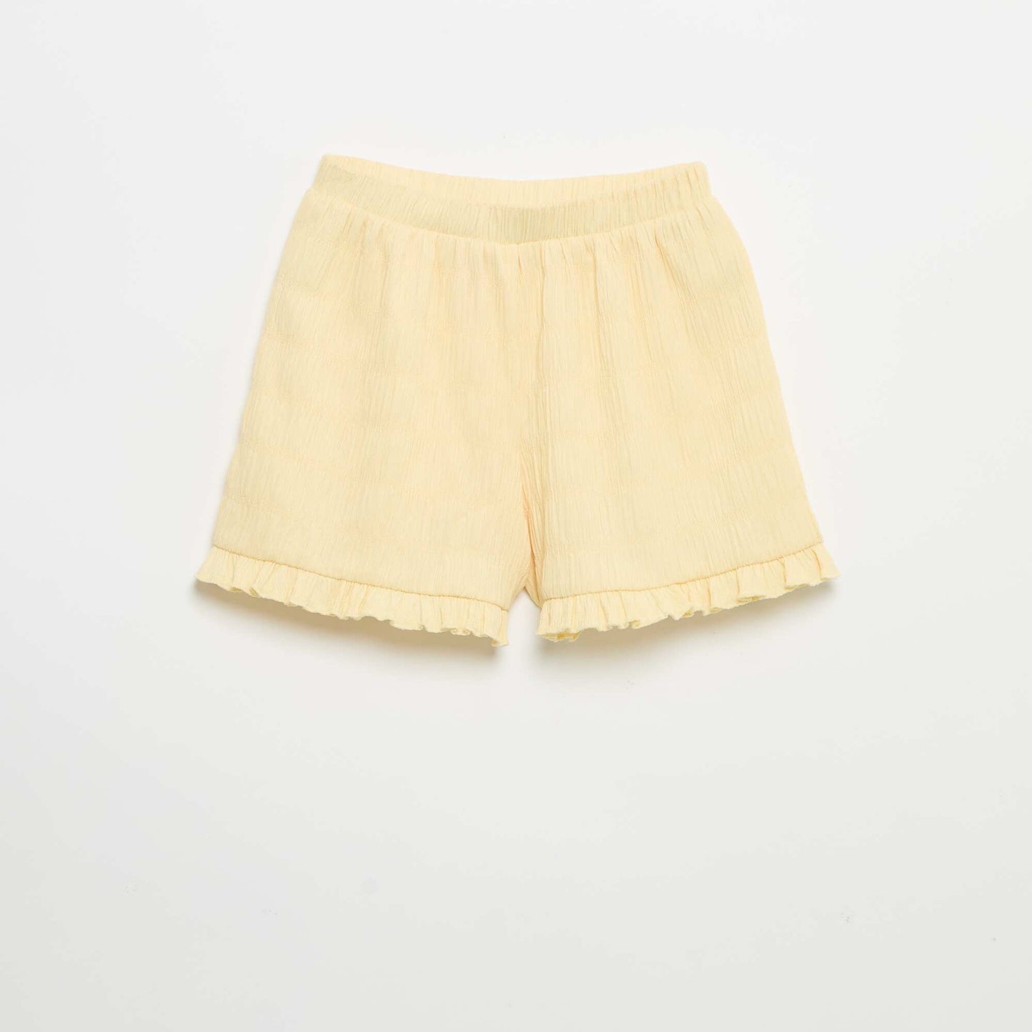 Short uni en maille gaufrée JAUNE