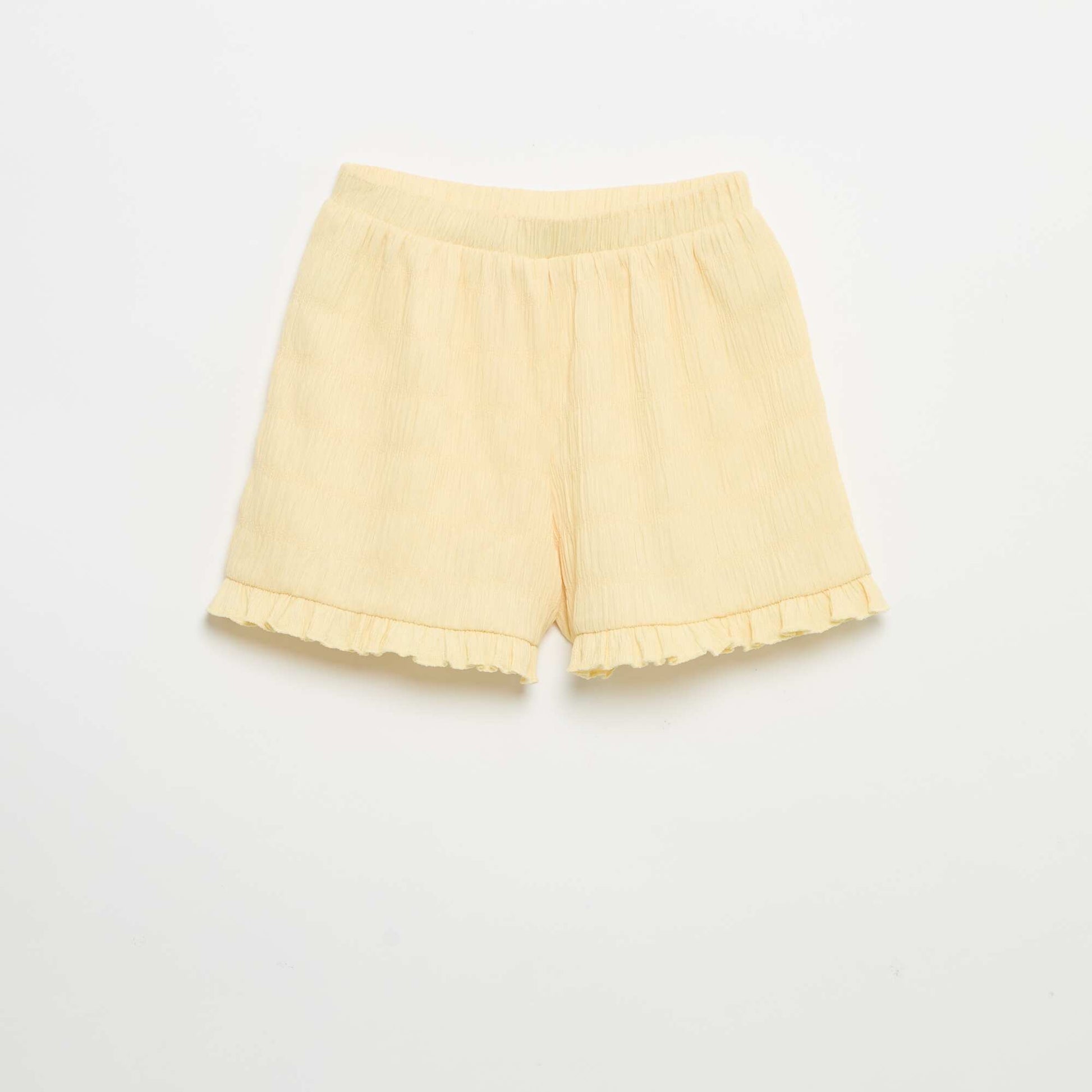 Short uni en maille gaufrée JAUNE