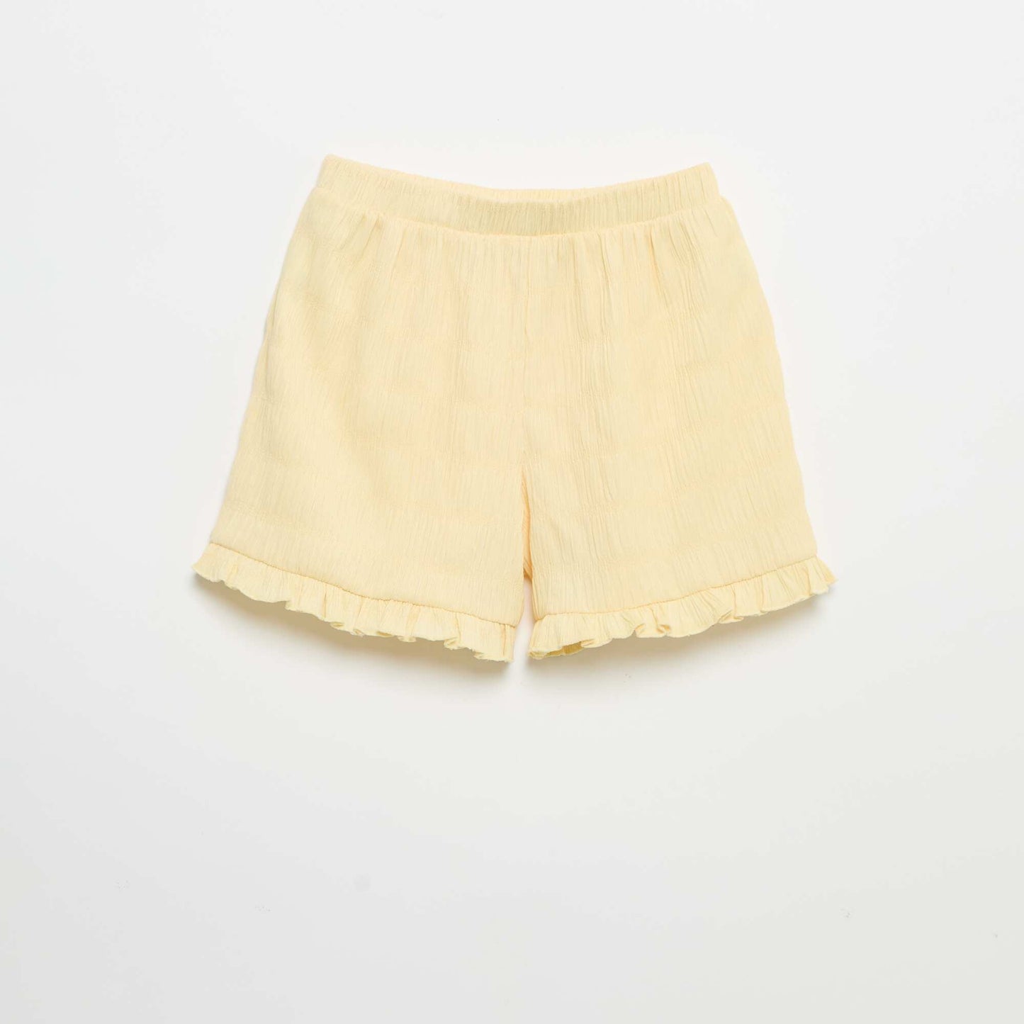 Short uni en maille gaufrée JAUNE