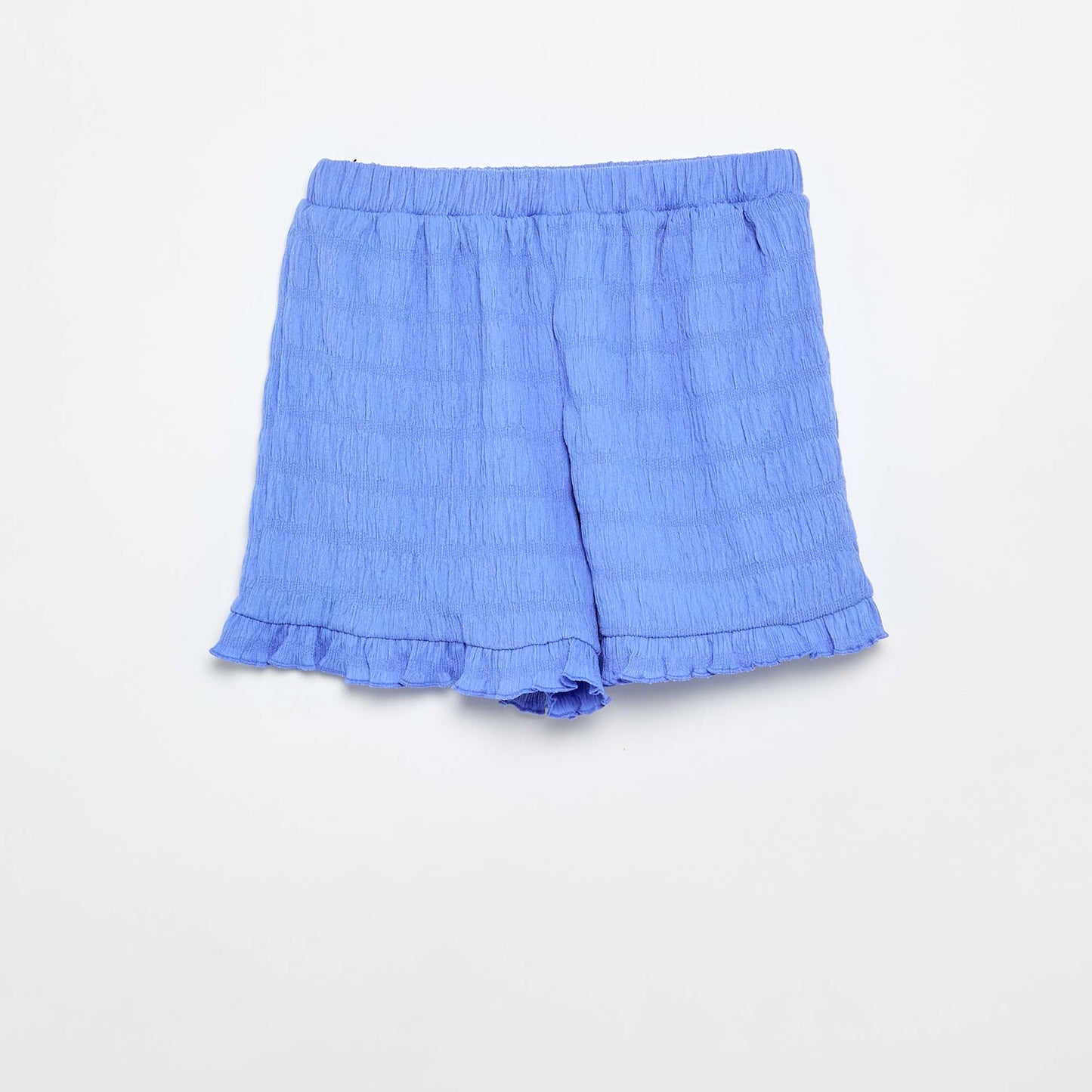 Short uni en maille gaufrée BLEU