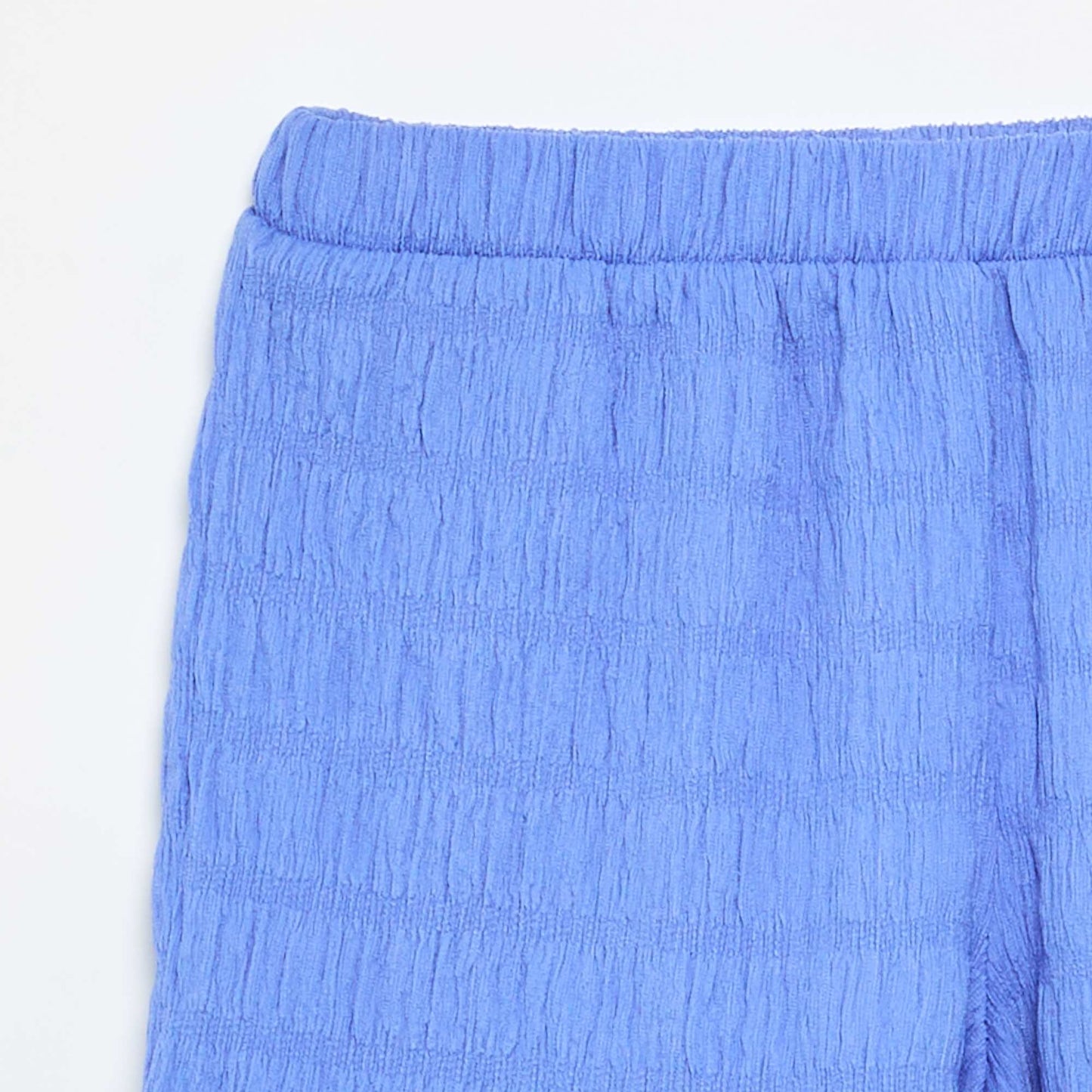 Short uni en maille gaufrée BLEU