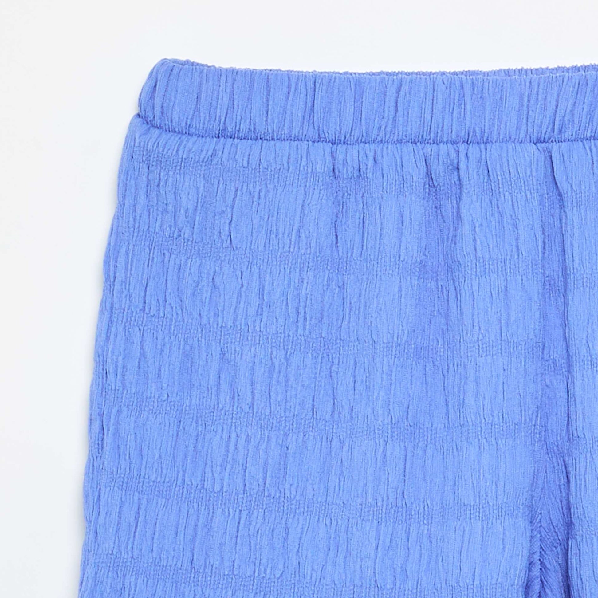 Short uni en maille gaufrée BLEU