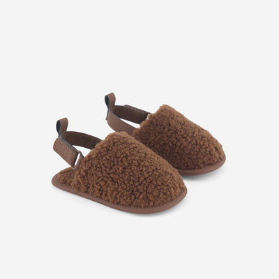 Chaussons mules avec brides de maintien MARRON