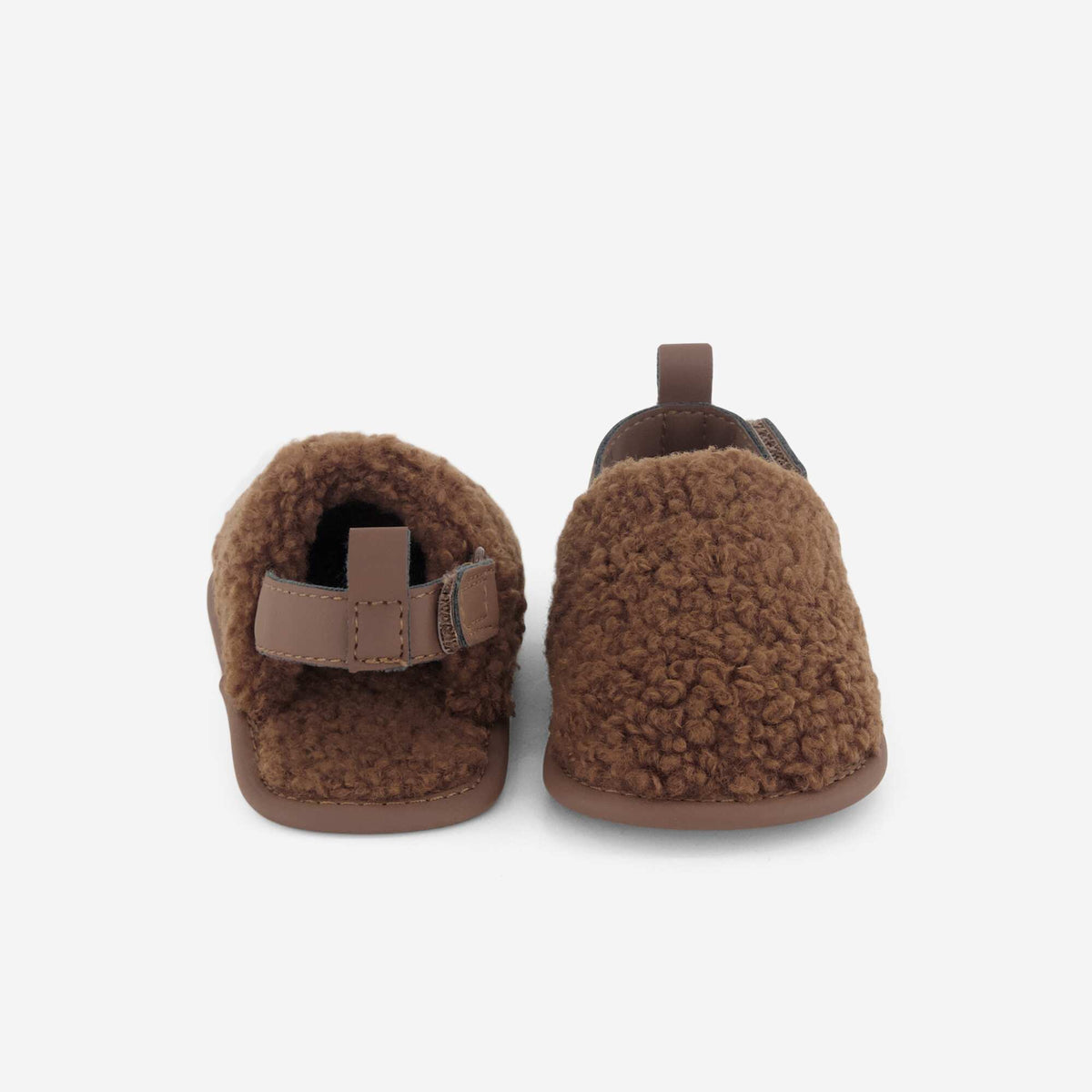 Chaussons mules avec brides de maintien MARRON