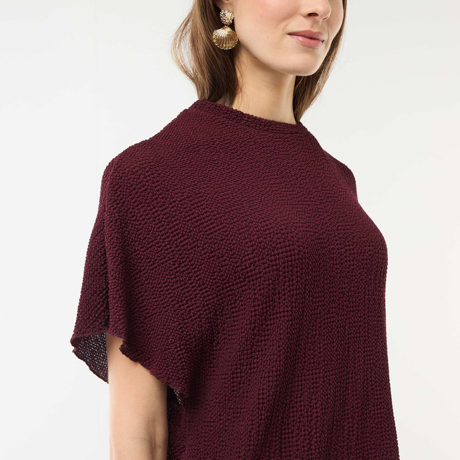 T-shirt en maille à base asymétrique ROUGE
