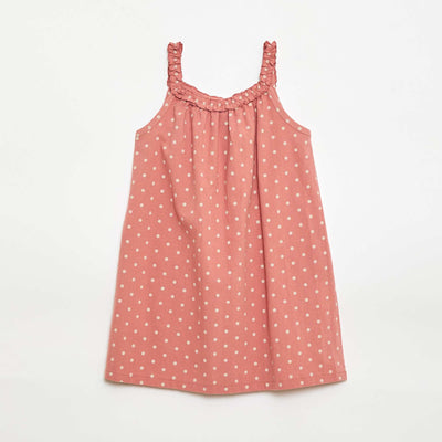 Robe avec bretelles et col volanté ROSE