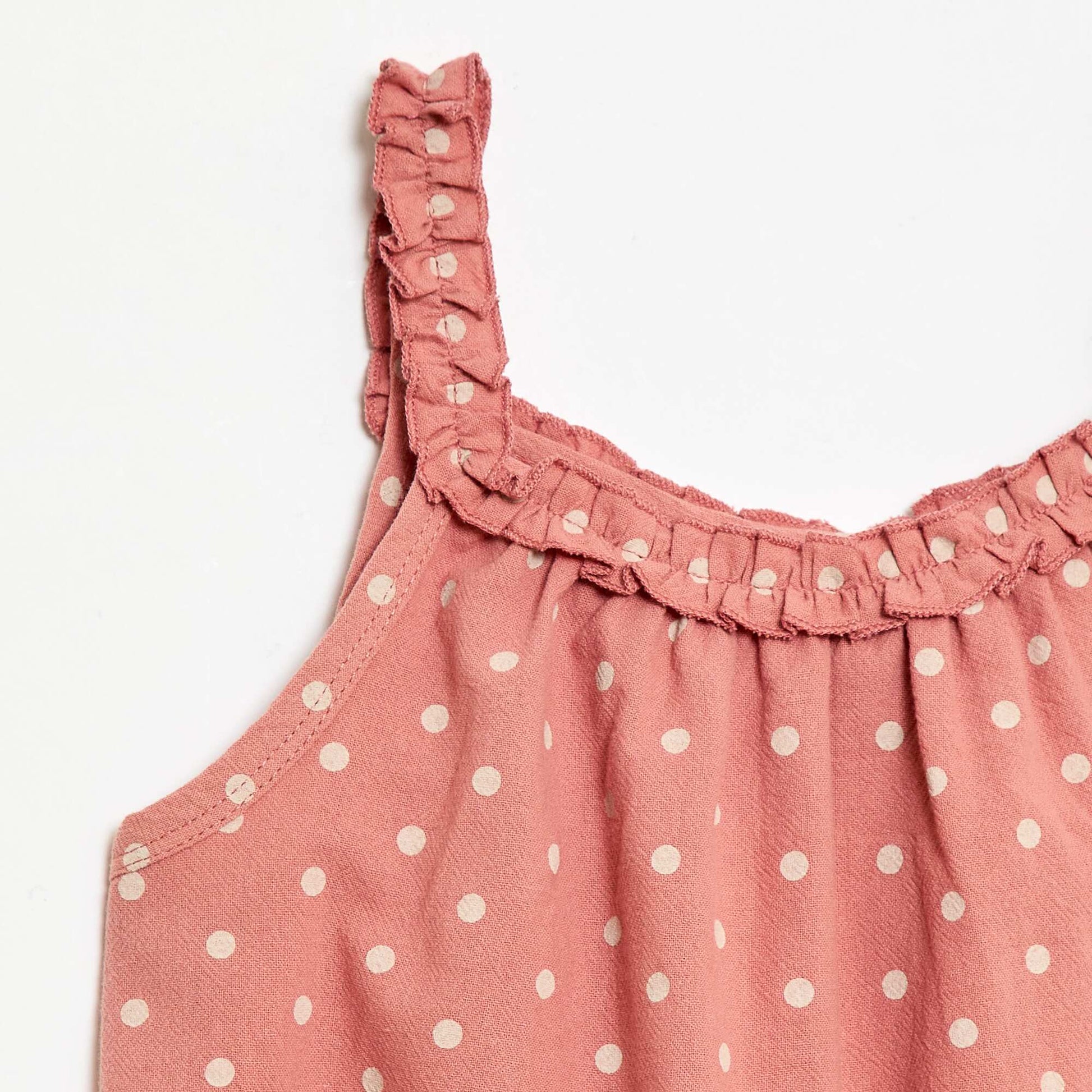 Robe avec bretelles et col volanté ROSE