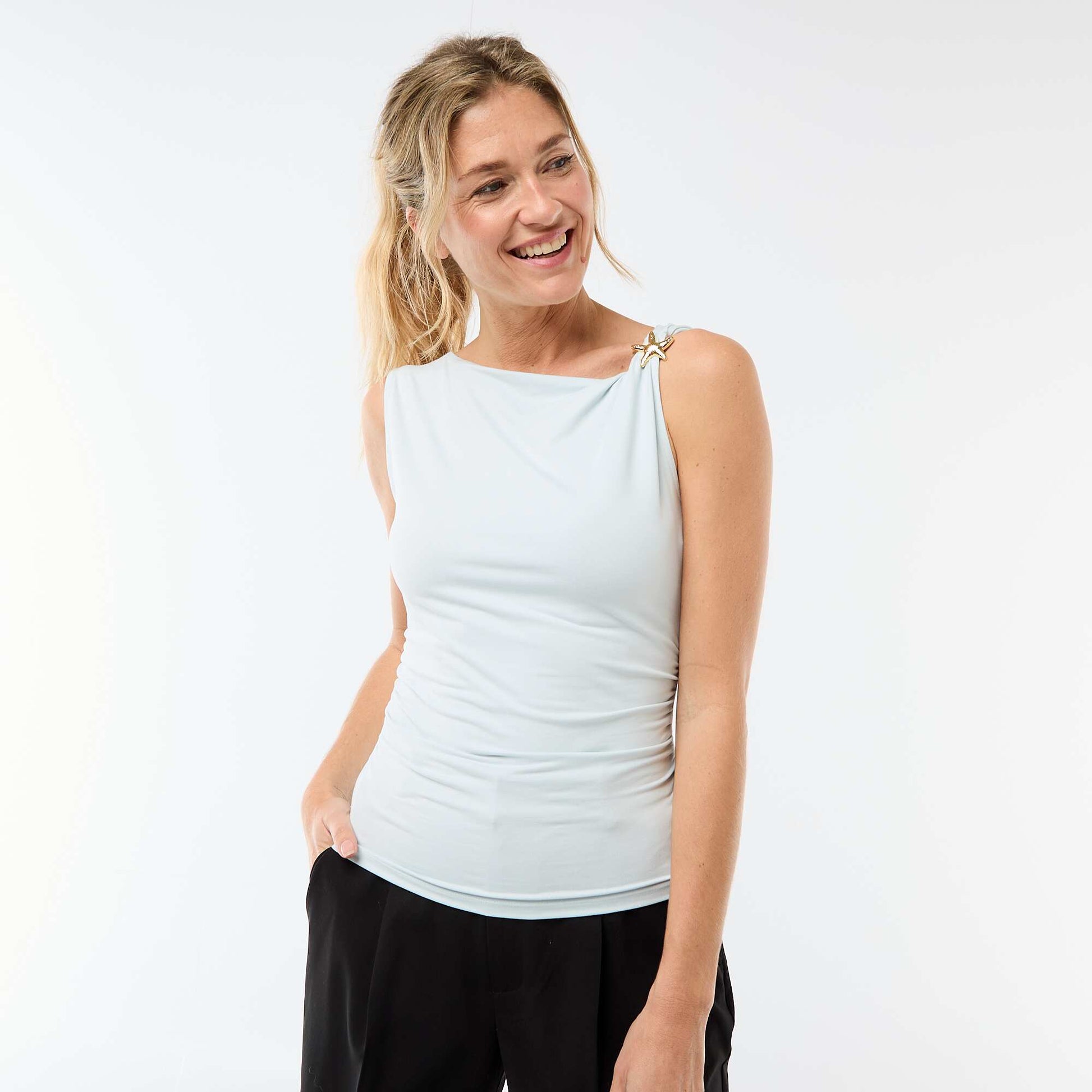 T-shirt stretch avec bijou doré BLEU