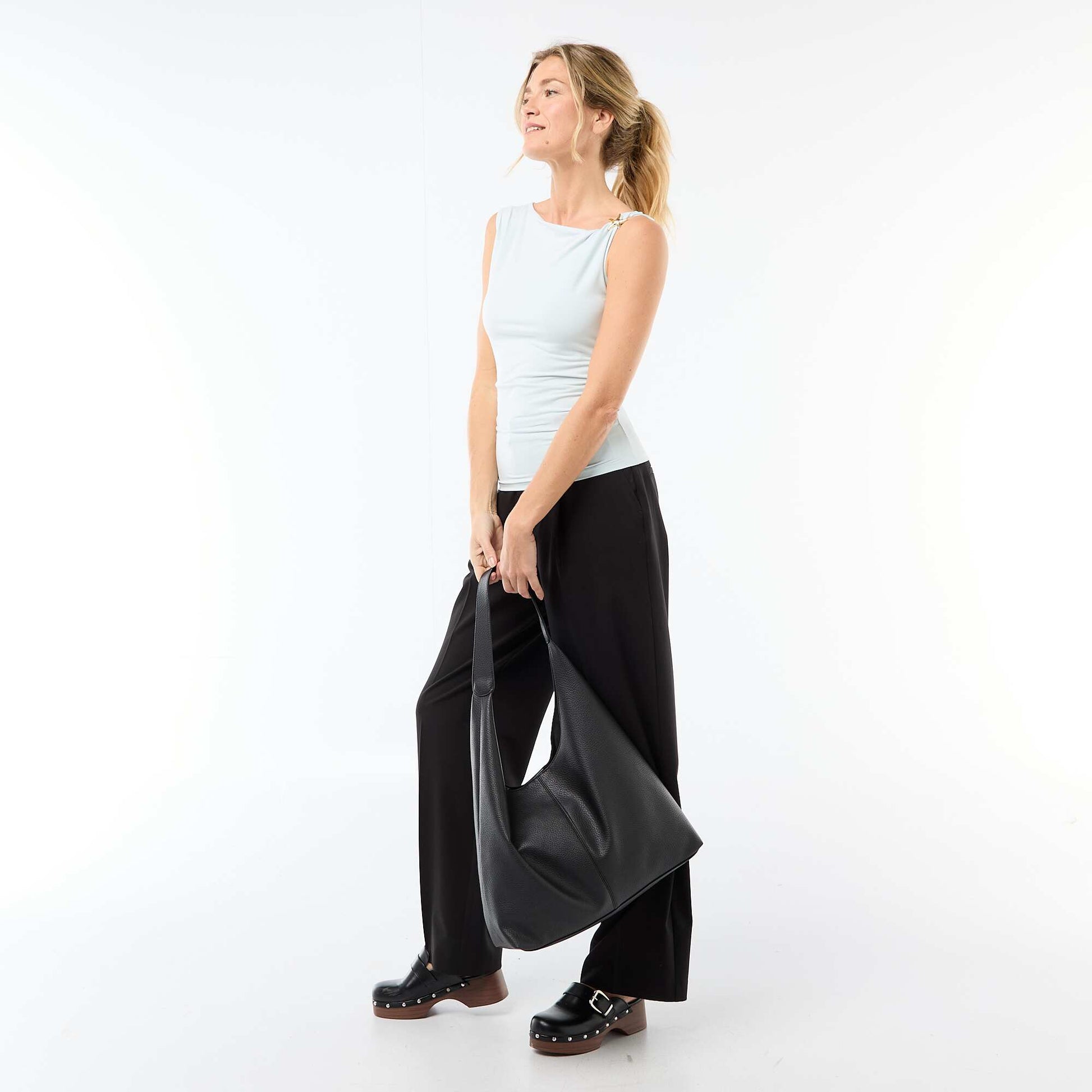 T-shirt stretch avec bijou doré BLEU