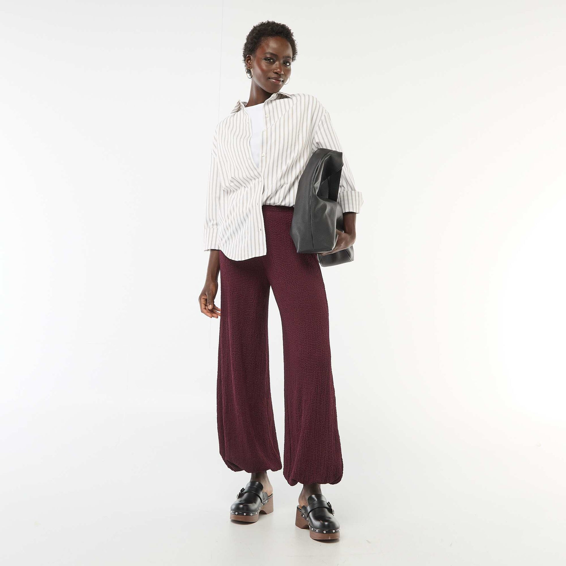 Pantalon en maille crinkle ROUGE