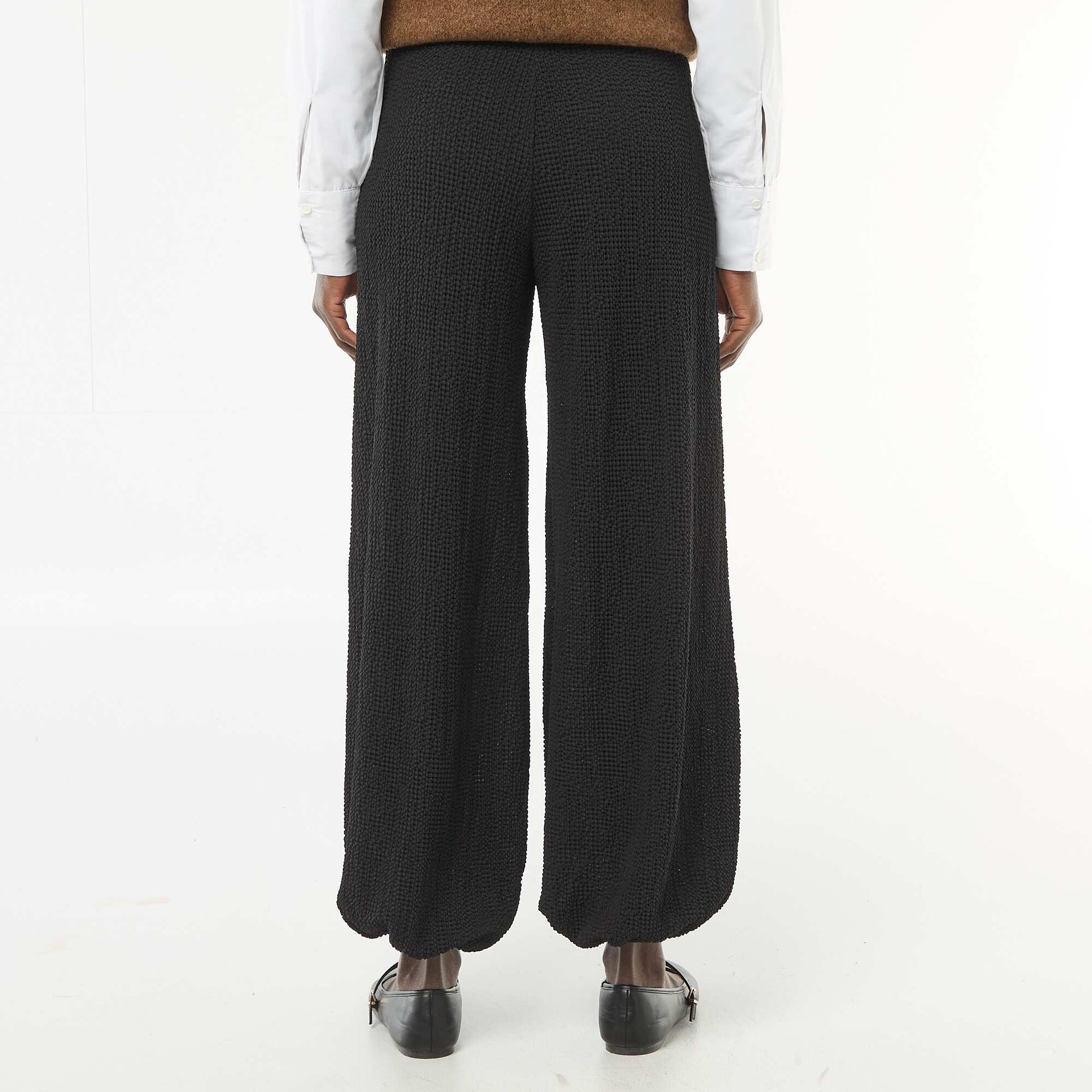 Pantalon en maille crinkle NOIR
