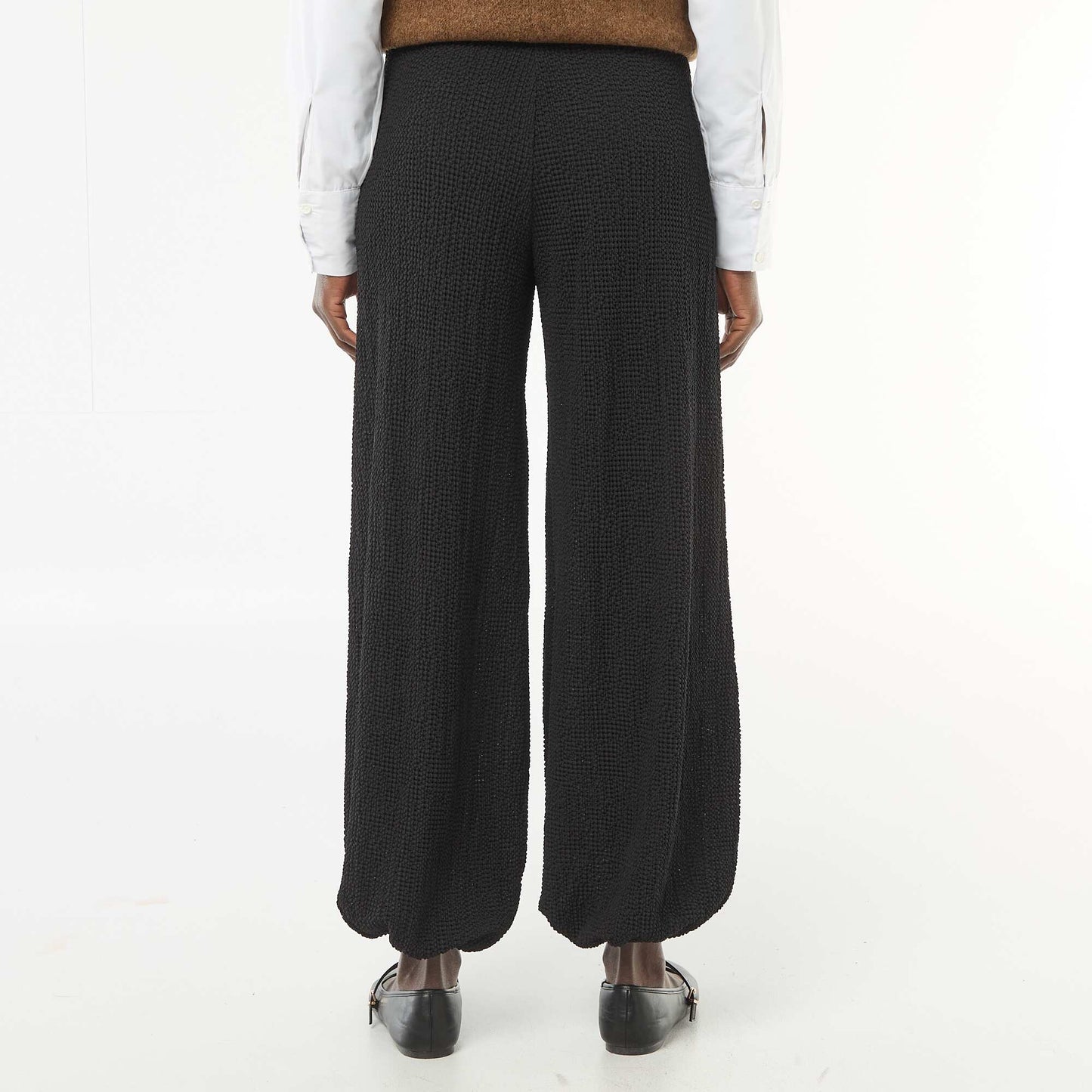 Pantalon en maille crinkle NOIR