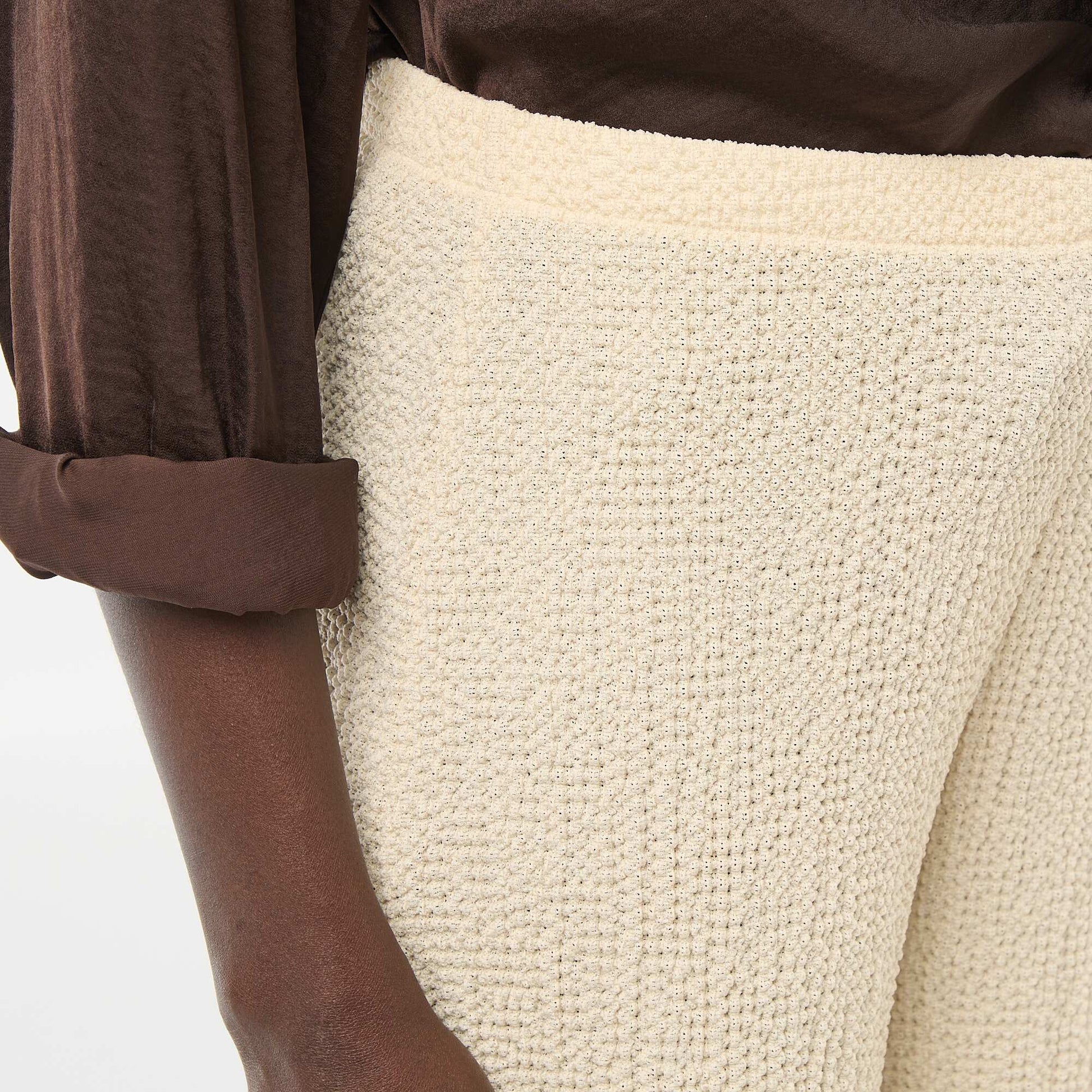 Pantalon en maille crinkle BEIGE