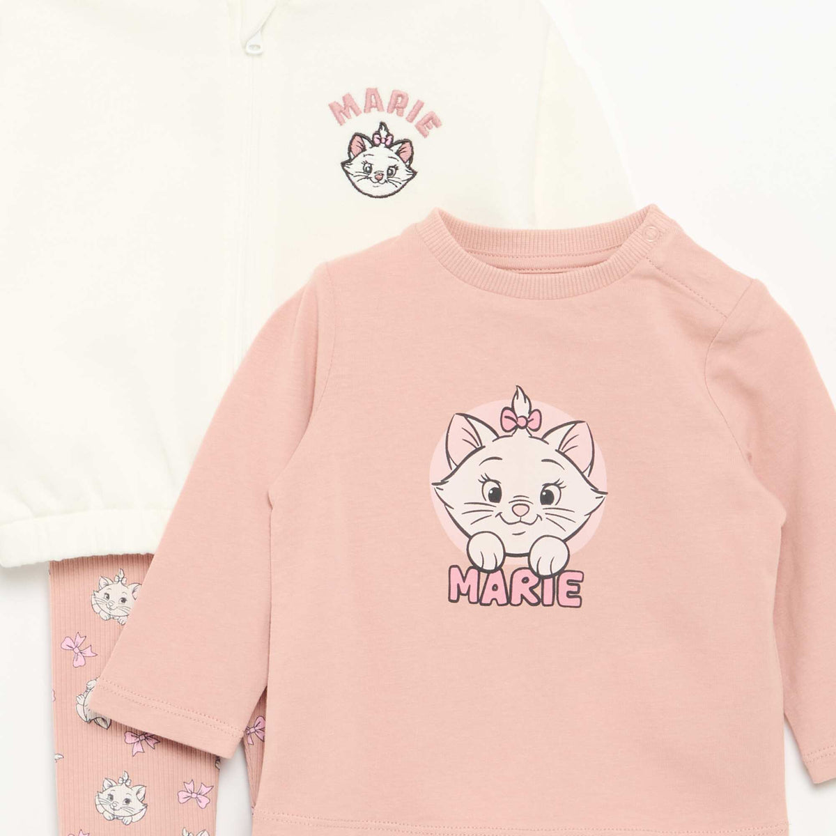 Ensemble 3 pièces 'Disney' - sweat-shirt à capuche + T-shirt + legging ROSE