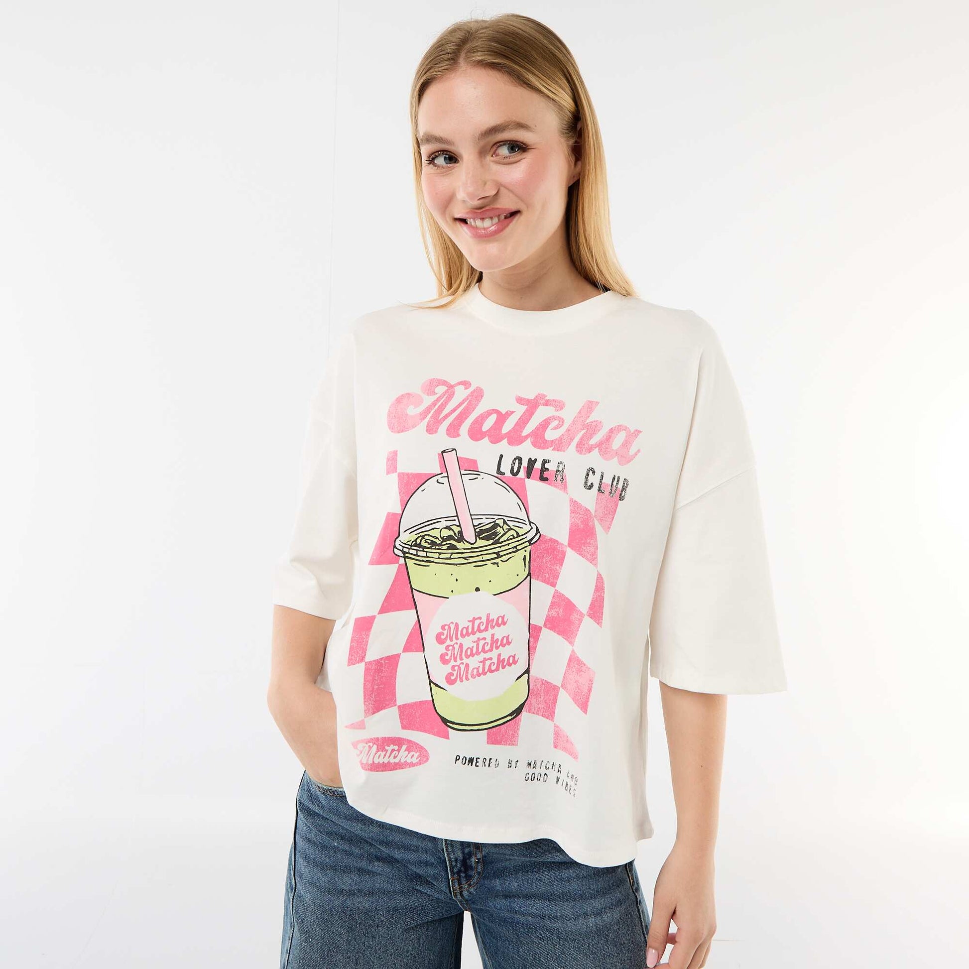 T-shirt manches courtes imprimé recto-verso BLANC