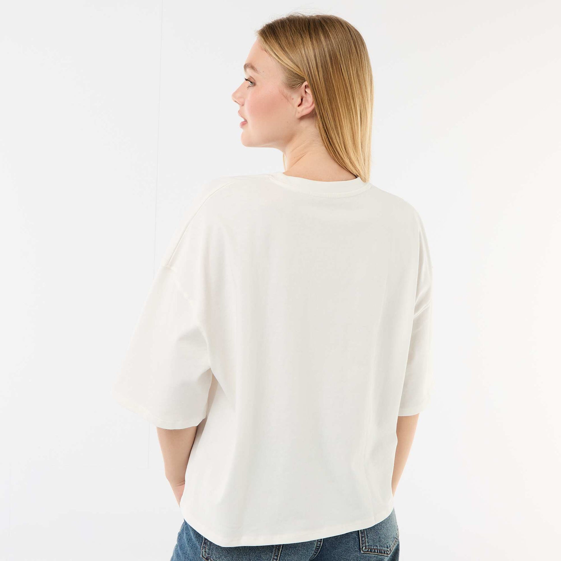 T-shirt manches courtes imprimé recto-verso BLANC