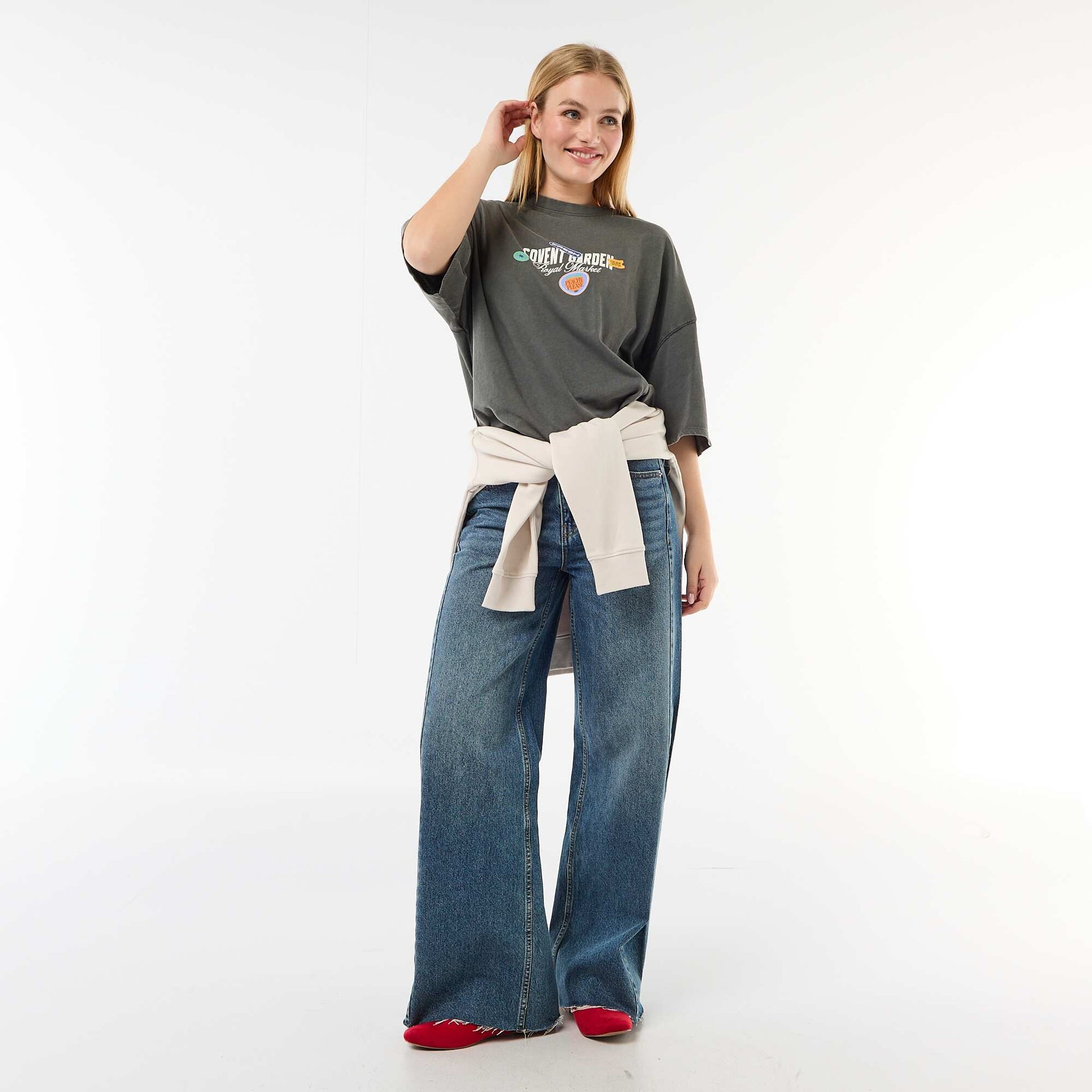 T-shirt manches courtes imprimé recto-verso GRIS