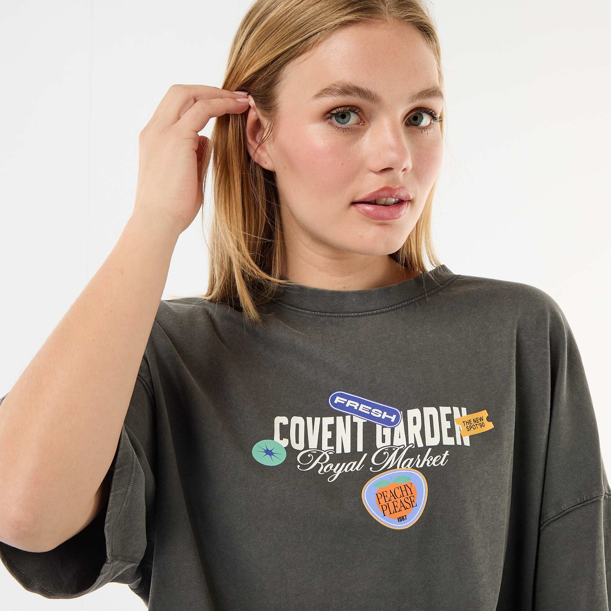 T-shirt manches courtes imprimé recto-verso GRIS